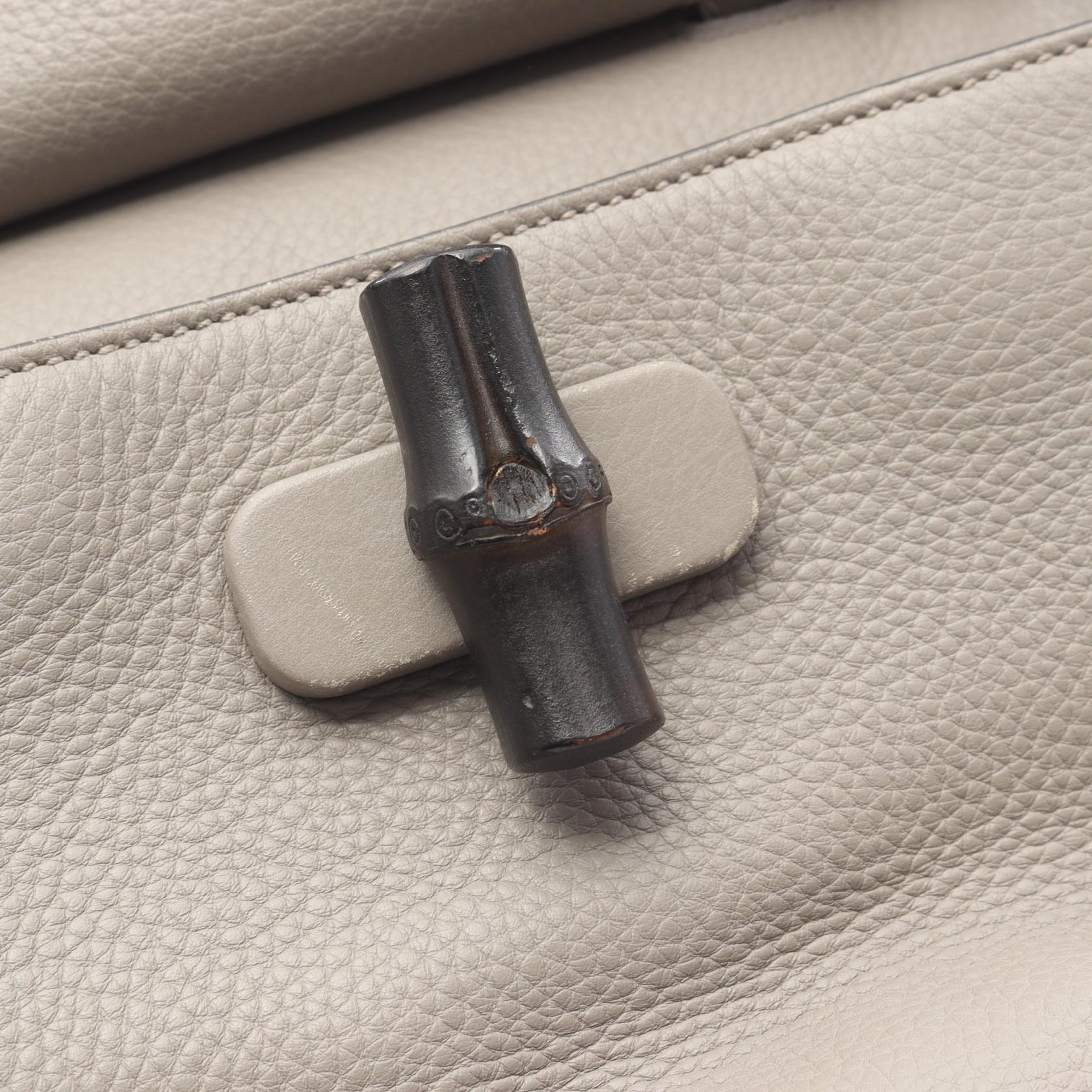 バンブー デイリー ハンドバッグ レザー ライトグレー 2WAY グッチ バッグ GUCCI