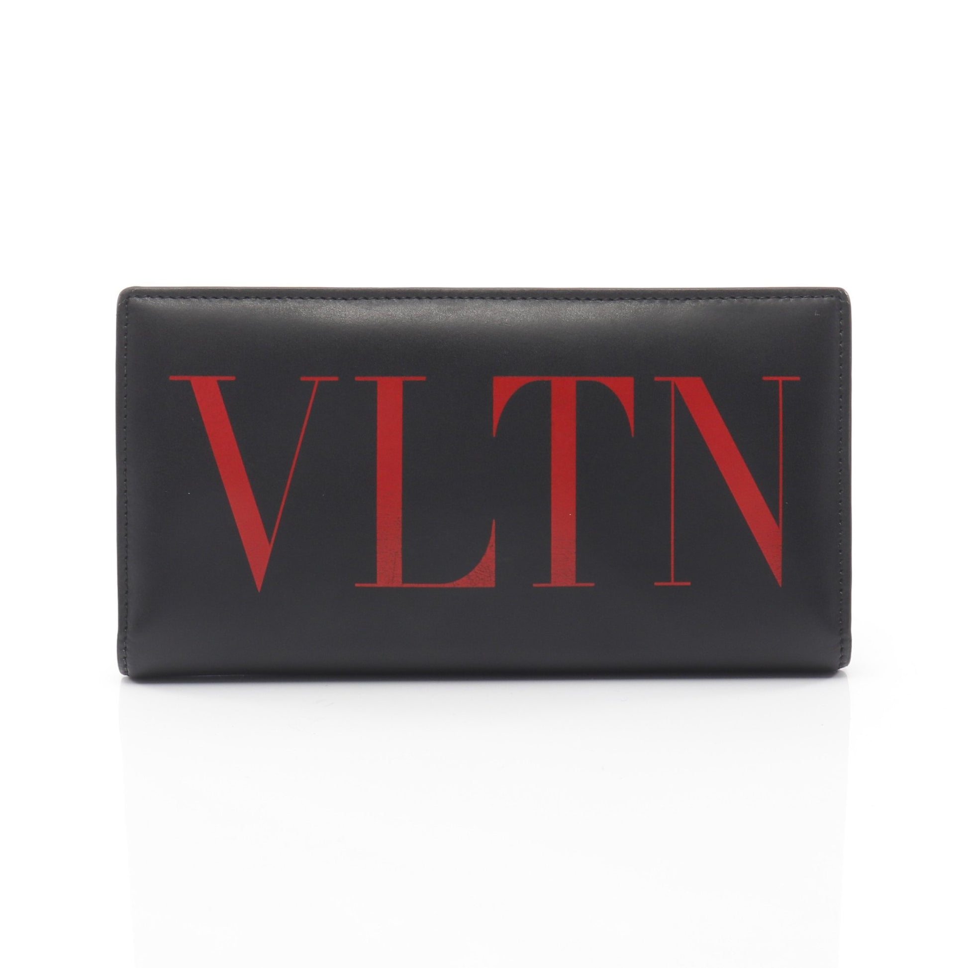 VLTNロゴ 二つ折り長財布 レザー ブラック レッド ヴァレンティノ 財布・小物 VALENTINO