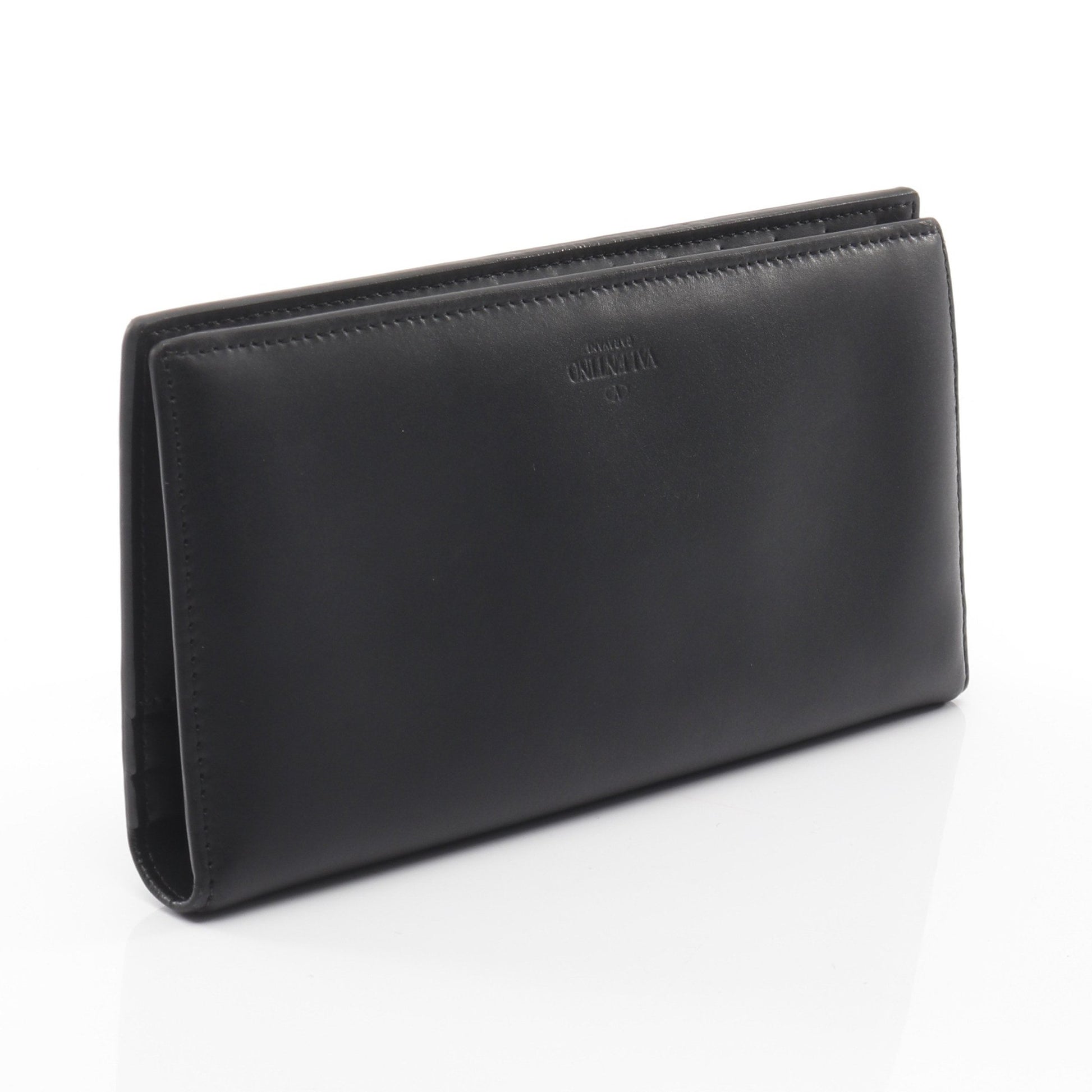VLTNロゴ 二つ折り長財布 レザー ブラック レッド ヴァレンティノ 財布・小物 VALENTINO