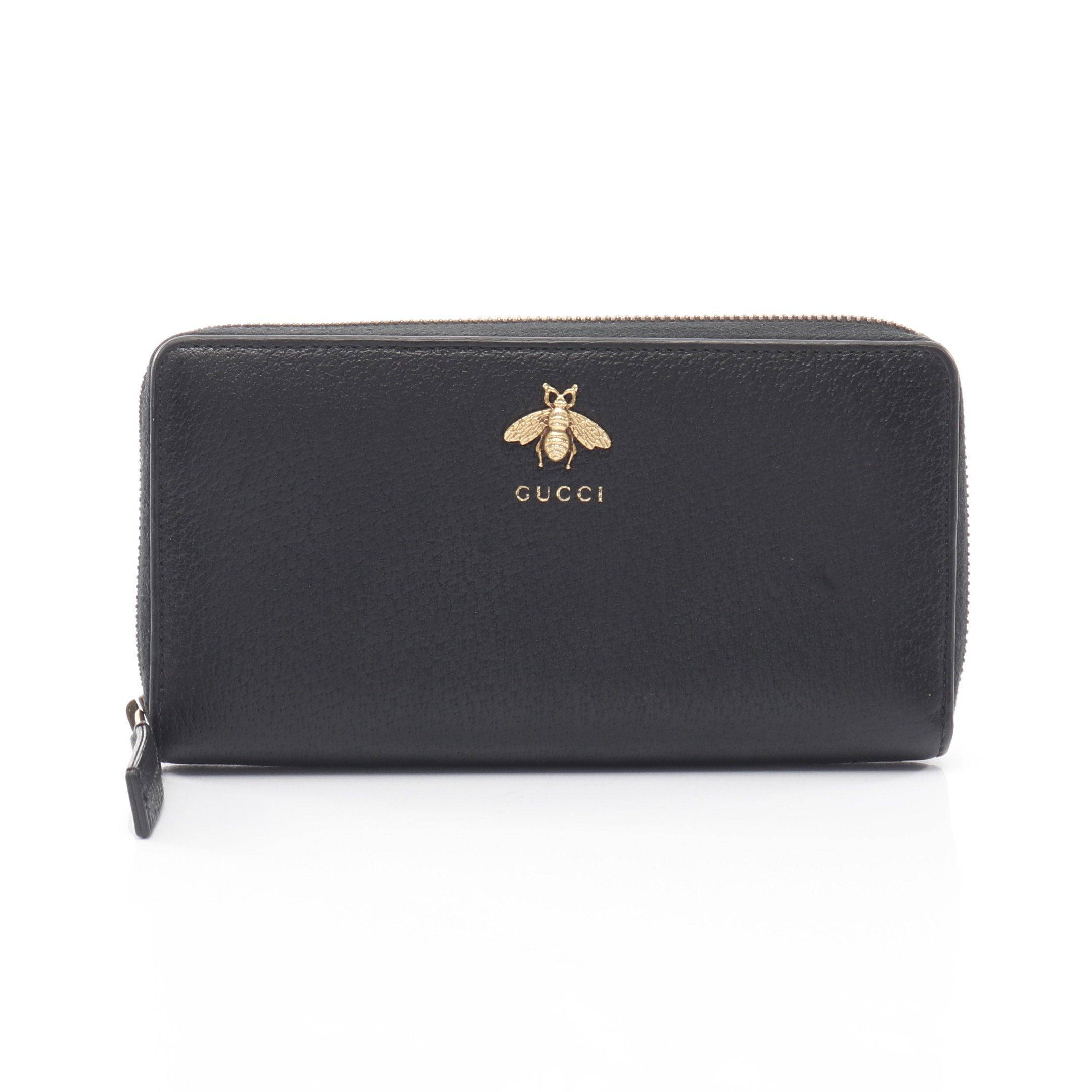 【美品】GUCCI 長財布 アニマリエ 蜂 ビー ラウンドファスナー 黒 アニマリエ ビー ラウンドファスナー長財布 レザー ブラック グッチ
