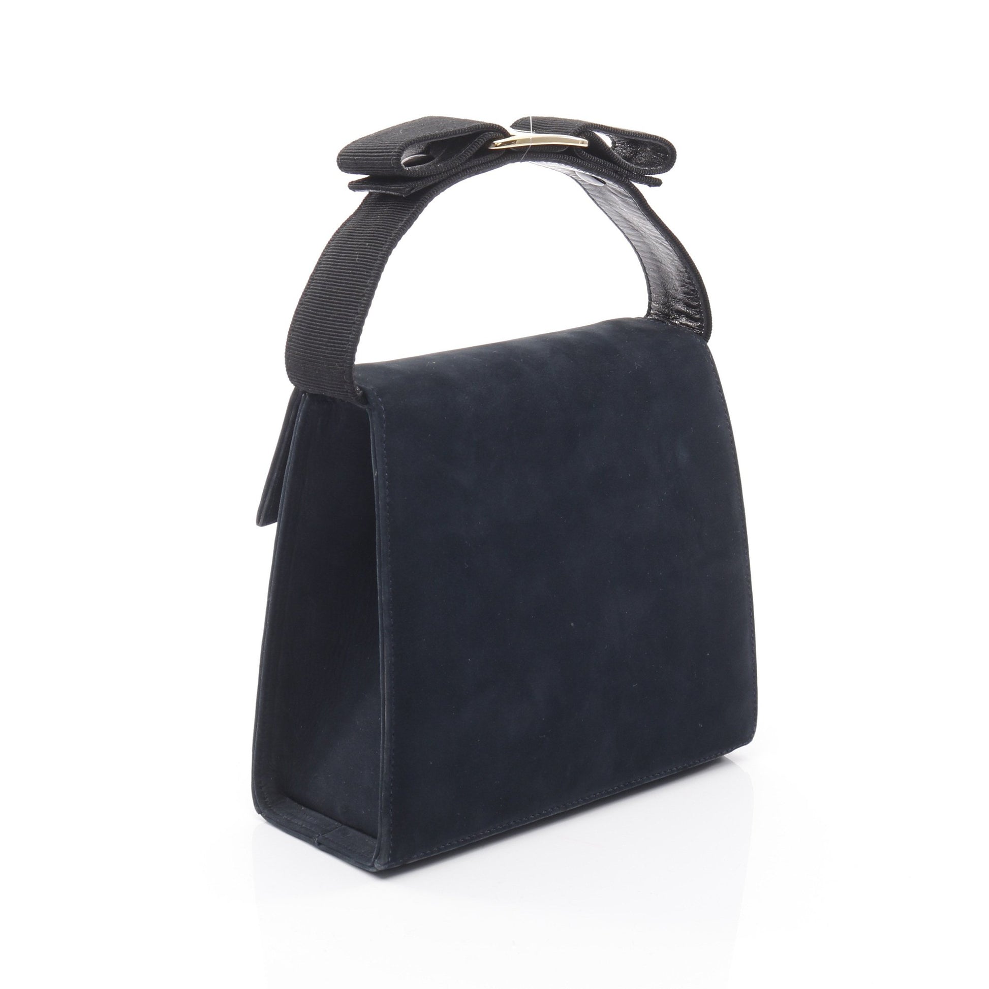 ヴァラリボン ハンドバッグ スエード レザー ダークネイビー 2WAY サルヴァトーレフェラガモ バッグ Salvatore Ferragamo