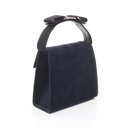 ヴァラリボン ハンドバッグ スエード レザー ダークネイビー 2WAY サルヴァトーレフェラガモ バッグ Salvatore Ferragamo