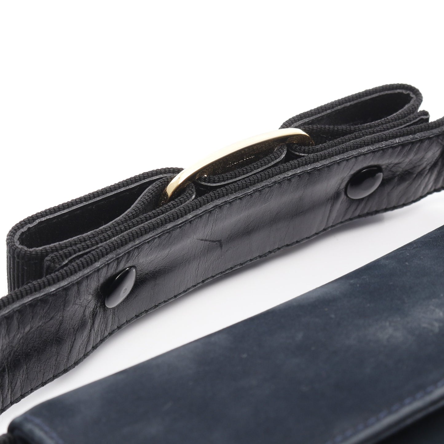 ヴァラリボン ハンドバッグ スエード レザー ダークネイビー 2WAY サルヴァトーレフェラガモ バッグ Salvatore Ferragamo
