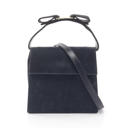ヴァラリボン ハンドバッグ スエード レザー ダークネイビー 2WAY サルヴァトーレフェラガモ バッグ Salvatore Ferragamo