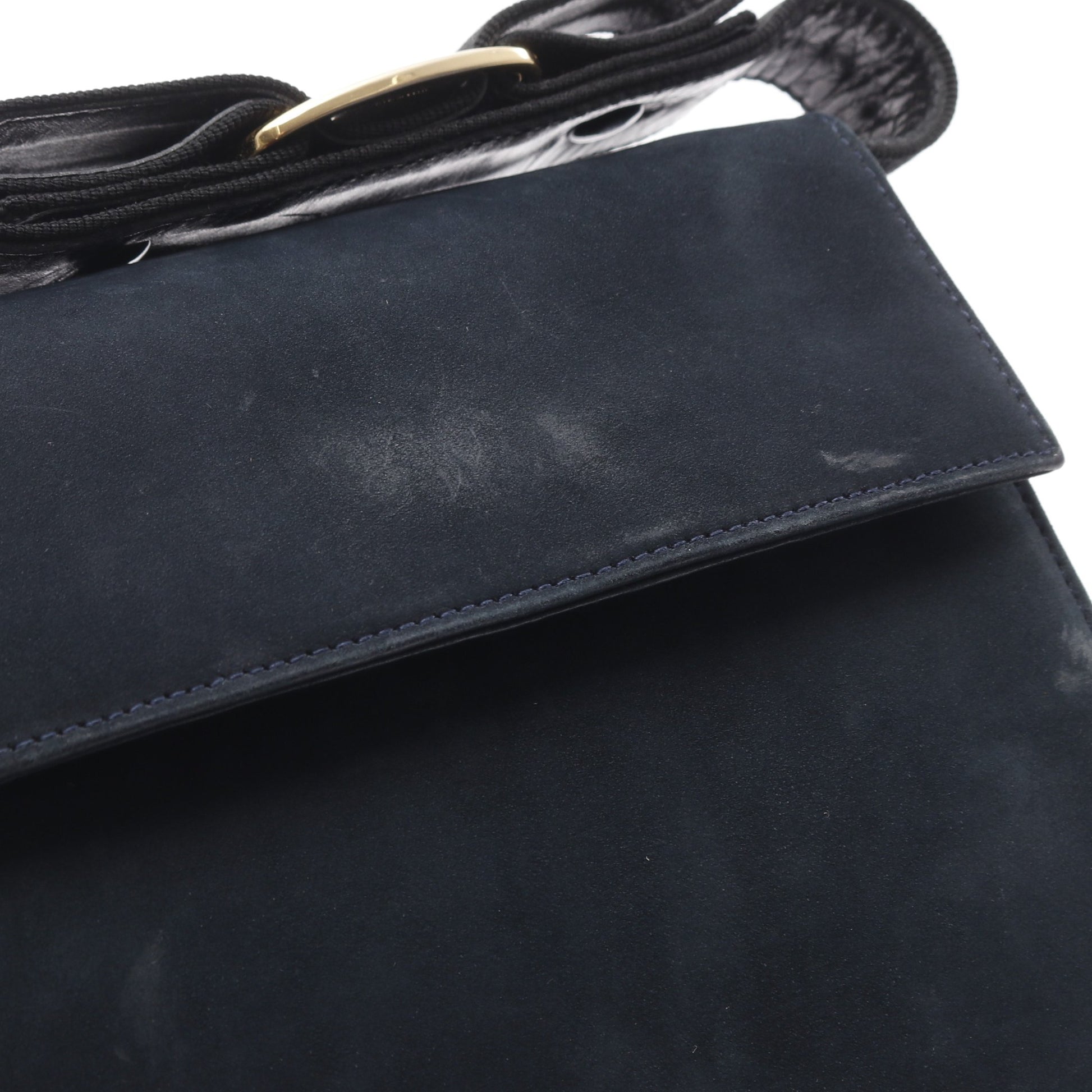 ヴァラリボン ハンドバッグ スエード レザー ダークネイビー 2WAY サルヴァトーレフェラガモ バッグ Salvatore Ferragamo