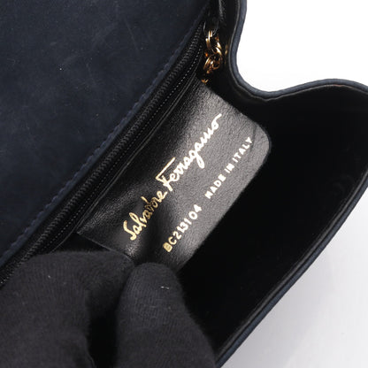 ヴァラリボン ハンドバッグ スエード レザー ダークネイビー 2WAY サルヴァトーレフェラガモ バッグ Salvatore Ferragamo