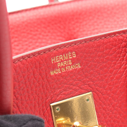 バーキン35 ルージュガランス ハンドバッグ トリヨンクレマンス レッド ゴールド金具 □N刻印 エルメス バッグ HERMES