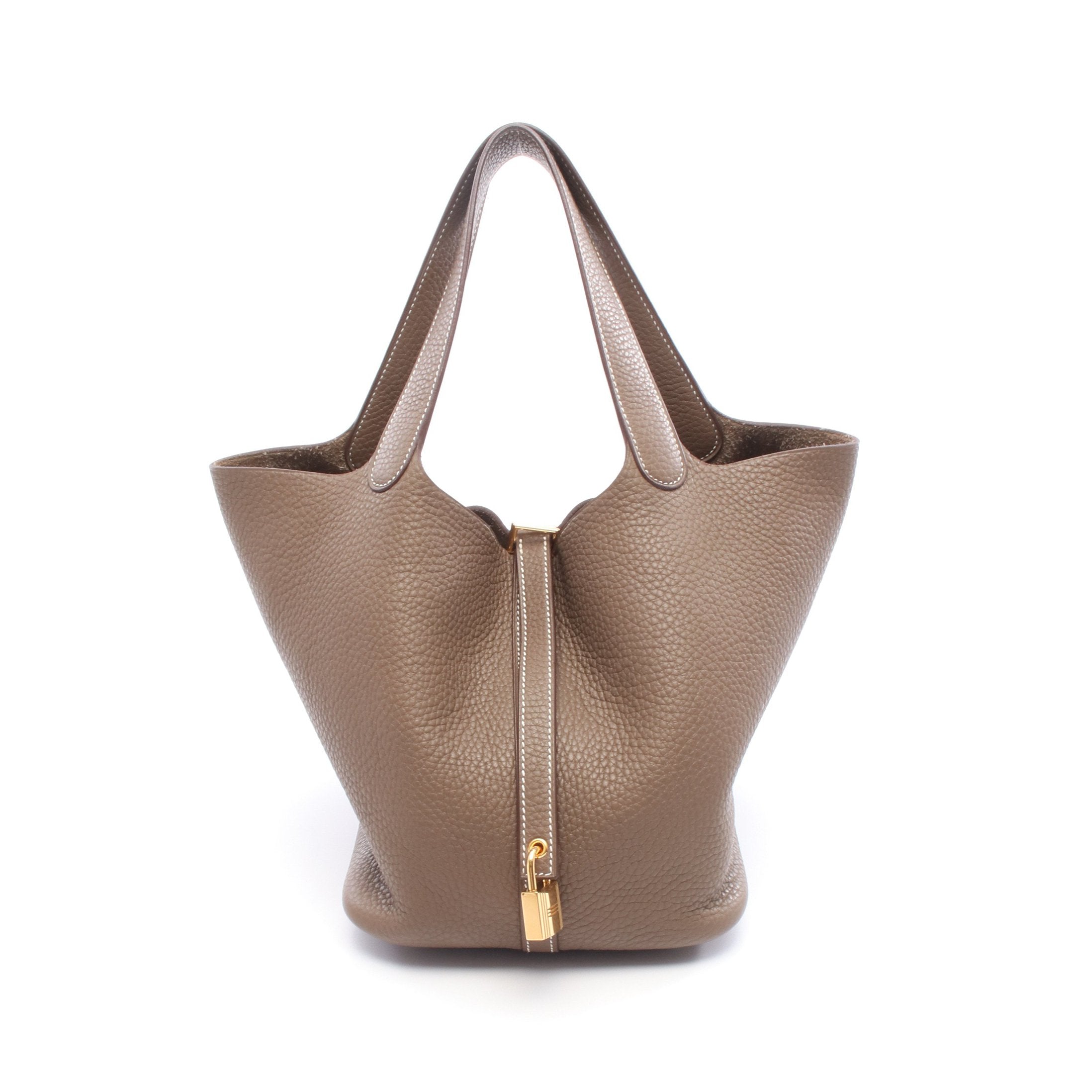 ピコタンロックMM エトゥープ ハンドバッグ トリヨンクレマンス グレー