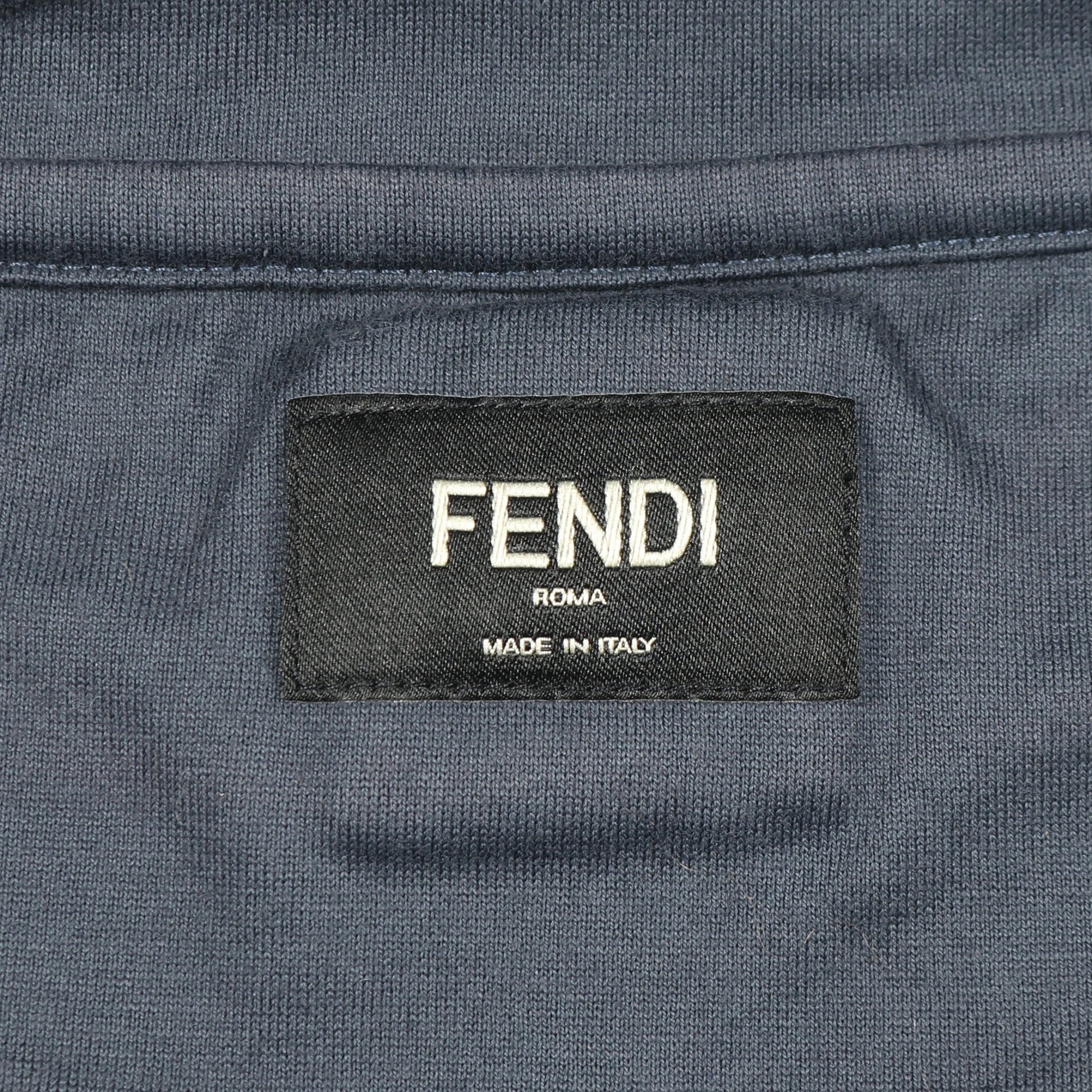 ロゴ刺繍 Tシャツ クルーネック 半袖 コットン グレー フェンディ トップス FENDI