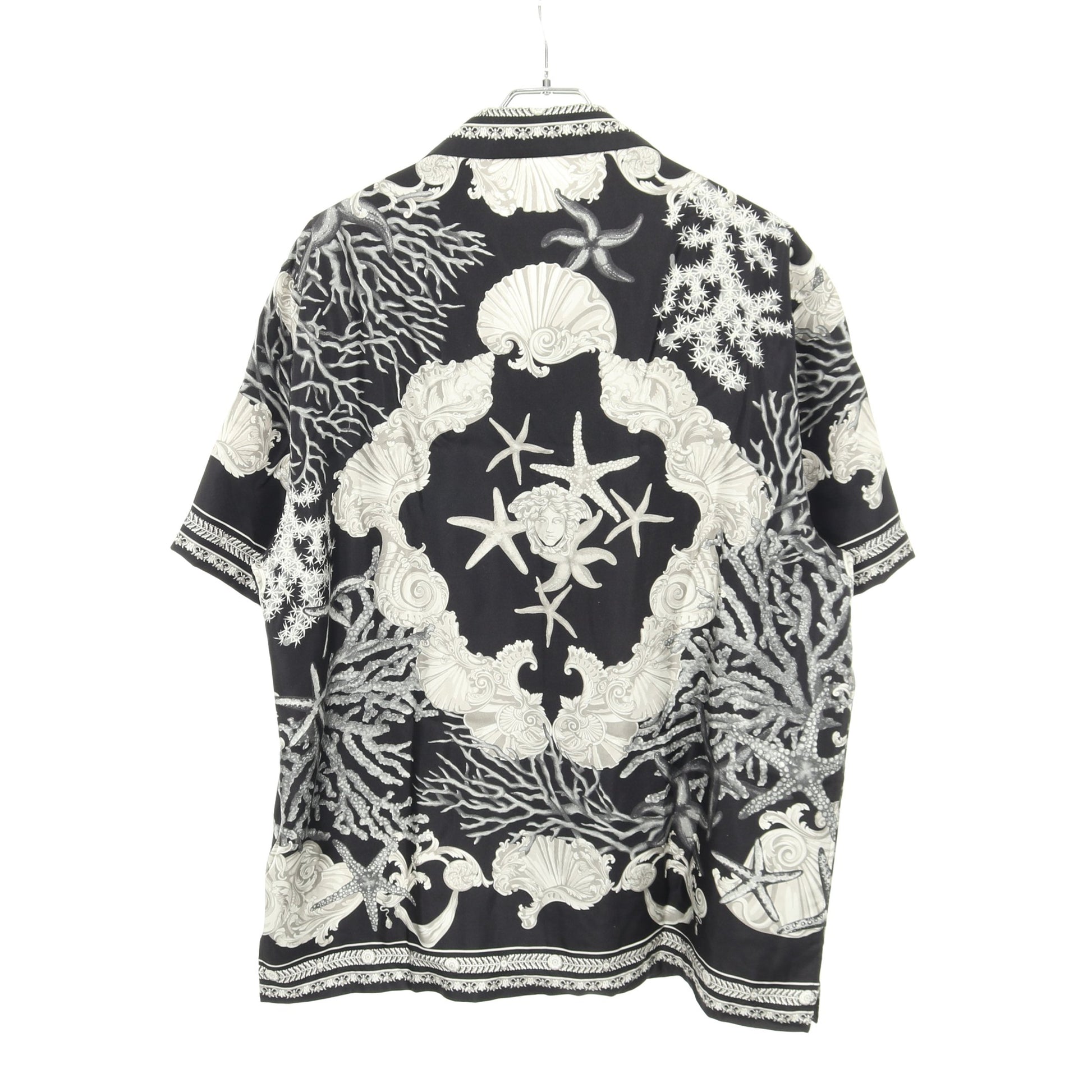 バッコロ シー シャツ シルク ブラック グレー ヴェルサーチ トップス Versace