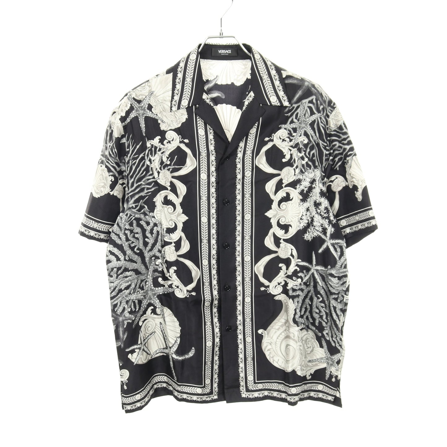 バッコロ シー シャツ シルク ブラック グレー ヴェルサーチ トップス Versace