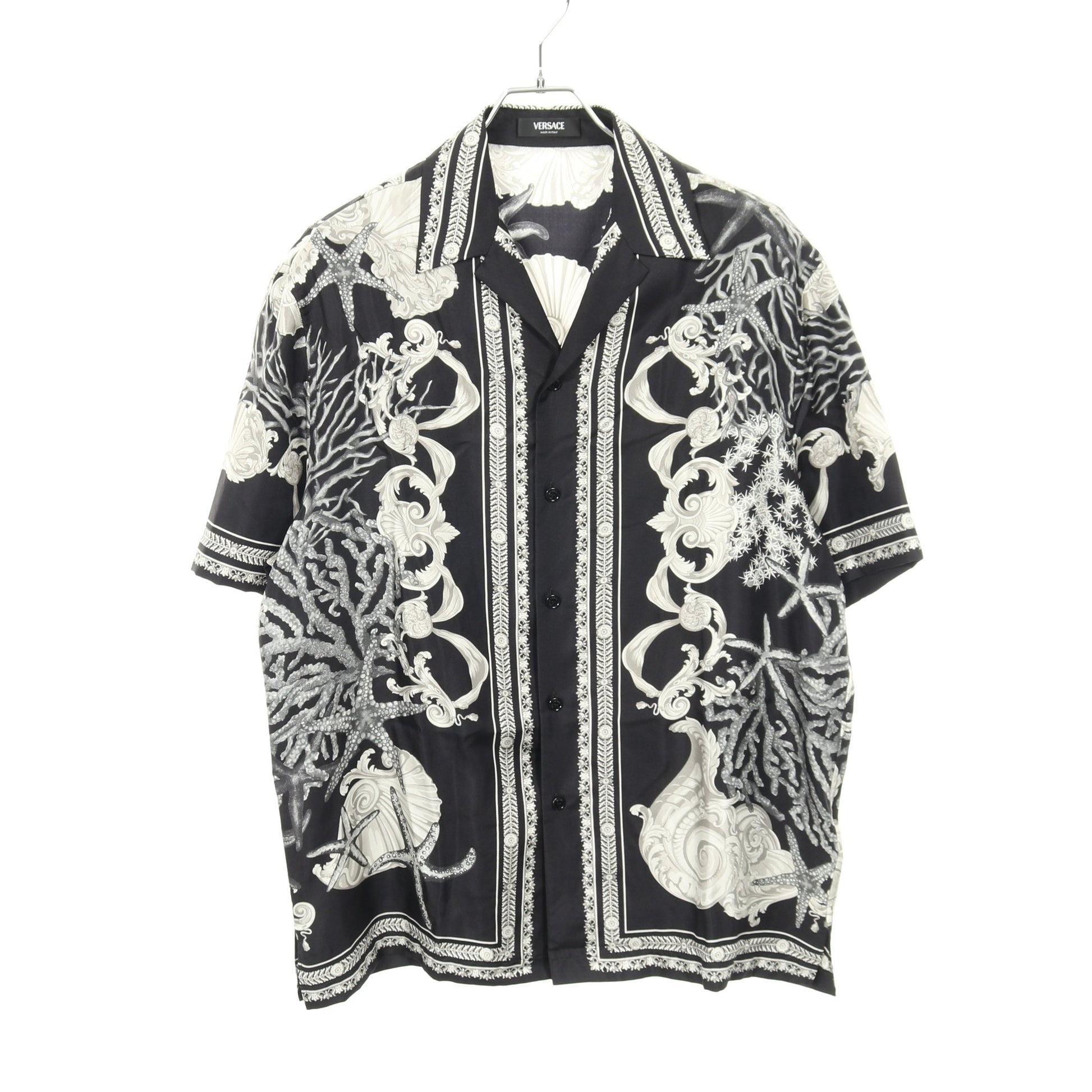 バッコロ シー シャツ シルク ブラック グレー ヴェルサーチ トップス Versace