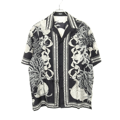 バッコロ シー シャツ シルク ブラック グレー ヴェルサーチ トップス Versace