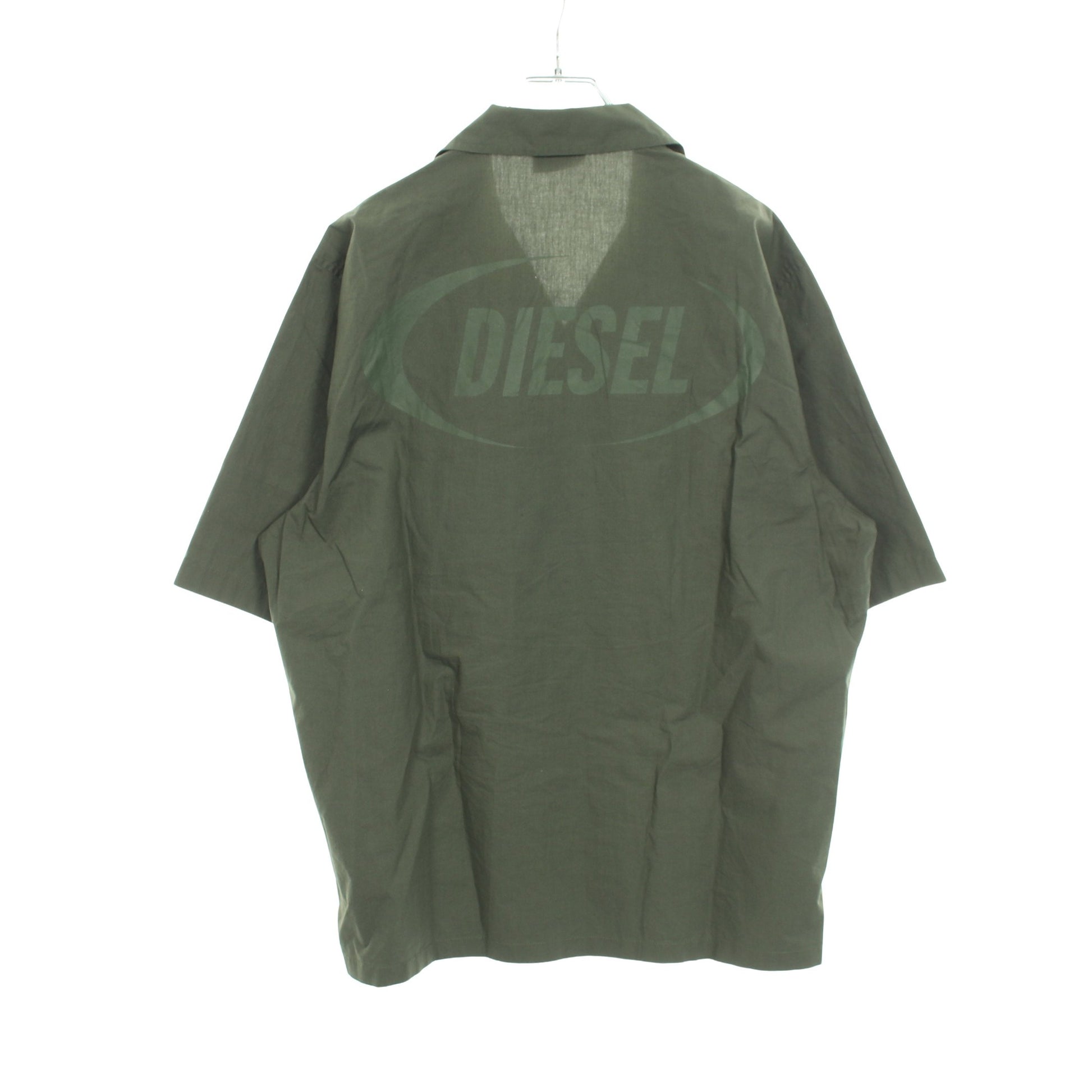 シャツ 半袖 バックロゴ コットン ダークグリーン ディーゼル トップス DIESEL