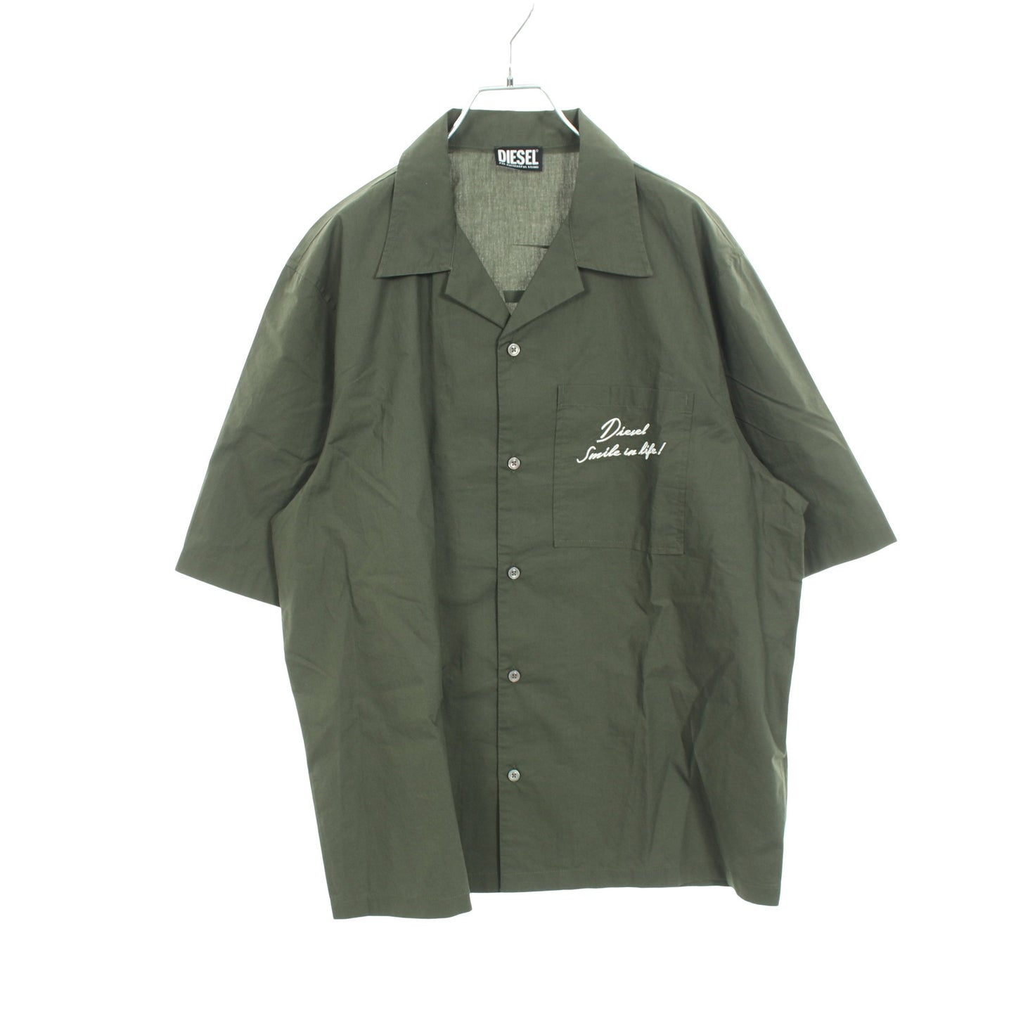 シャツ 半袖 バックロゴ コットン ダークグリーン ディーゼル トップス DIESEL