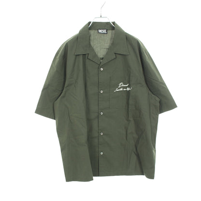 シャツ 半袖 バックロゴ コットン ダークグリーン ディーゼル トップス DIESEL