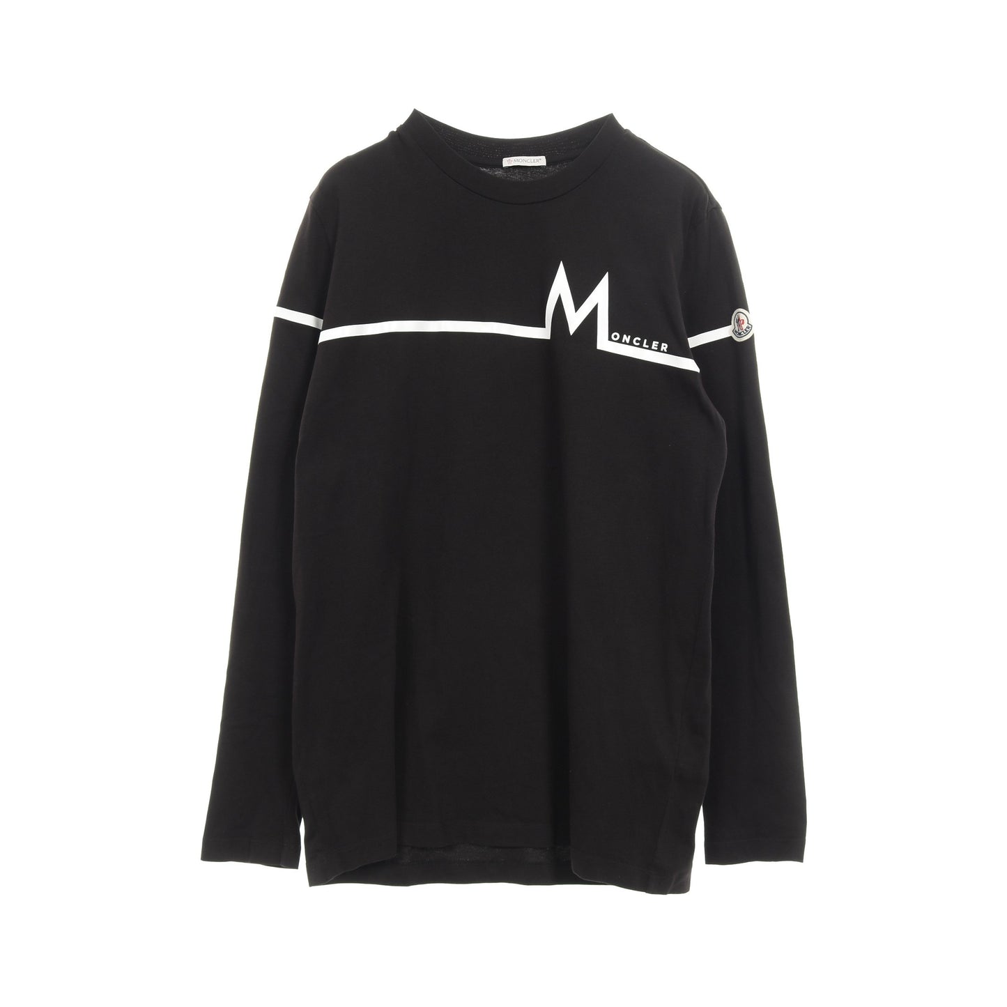 Tシャツ クルーネック 長袖 ロゴプリント コットン ブラック ホワイト モンクレール トップス MONCLER