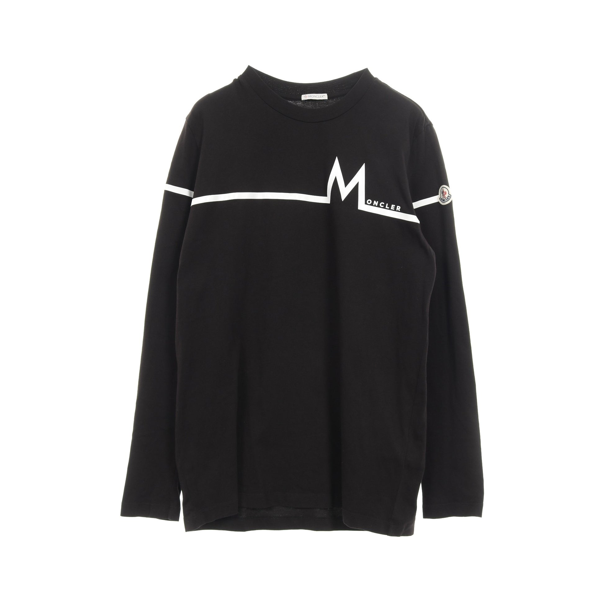 Tシャツ クルーネック 長袖 ロゴプリント コットン ブラック ホワイト モンクレール トップス MONCLER