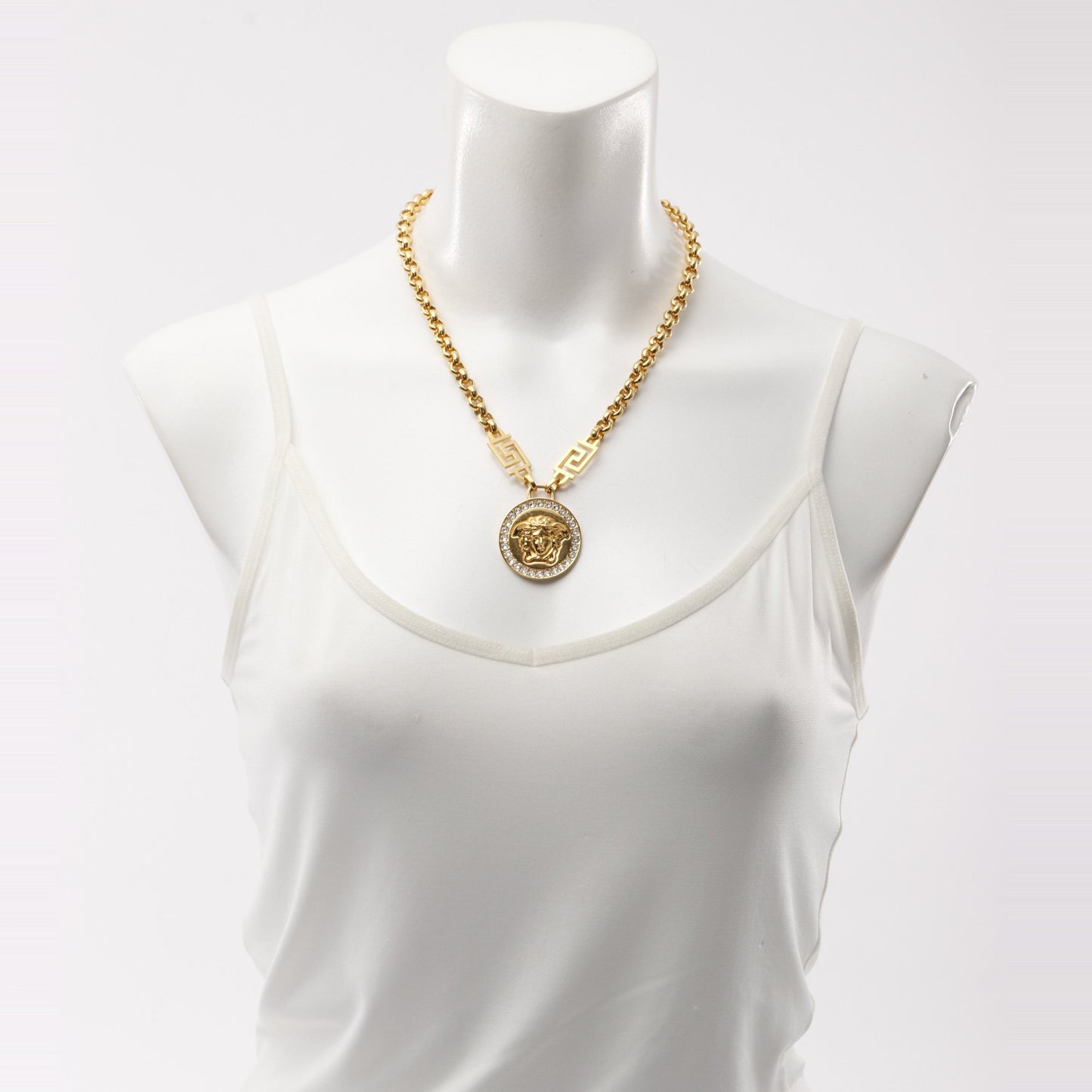 メデューサ グレカ ネックレス GP ラインストーン ゴールド クリア ヴェルサーチ アクセサリー Versace