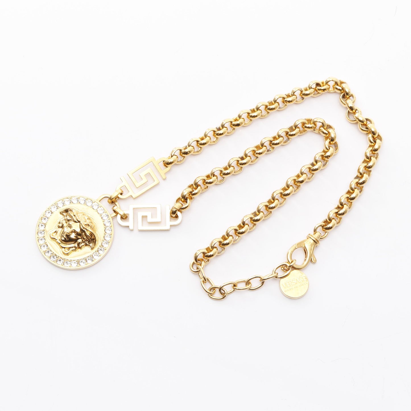 メデューサ グレカ ネックレス GP ラインストーン ゴールド クリア ヴェルサーチ アクセサリー Versace