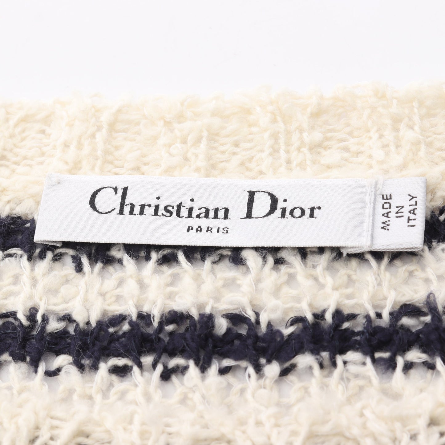 Dior Marinière ニット 半袖 ボーダー コットン シルク アイボリー ネイビー クリスチャンディオール トップス Christian Dior