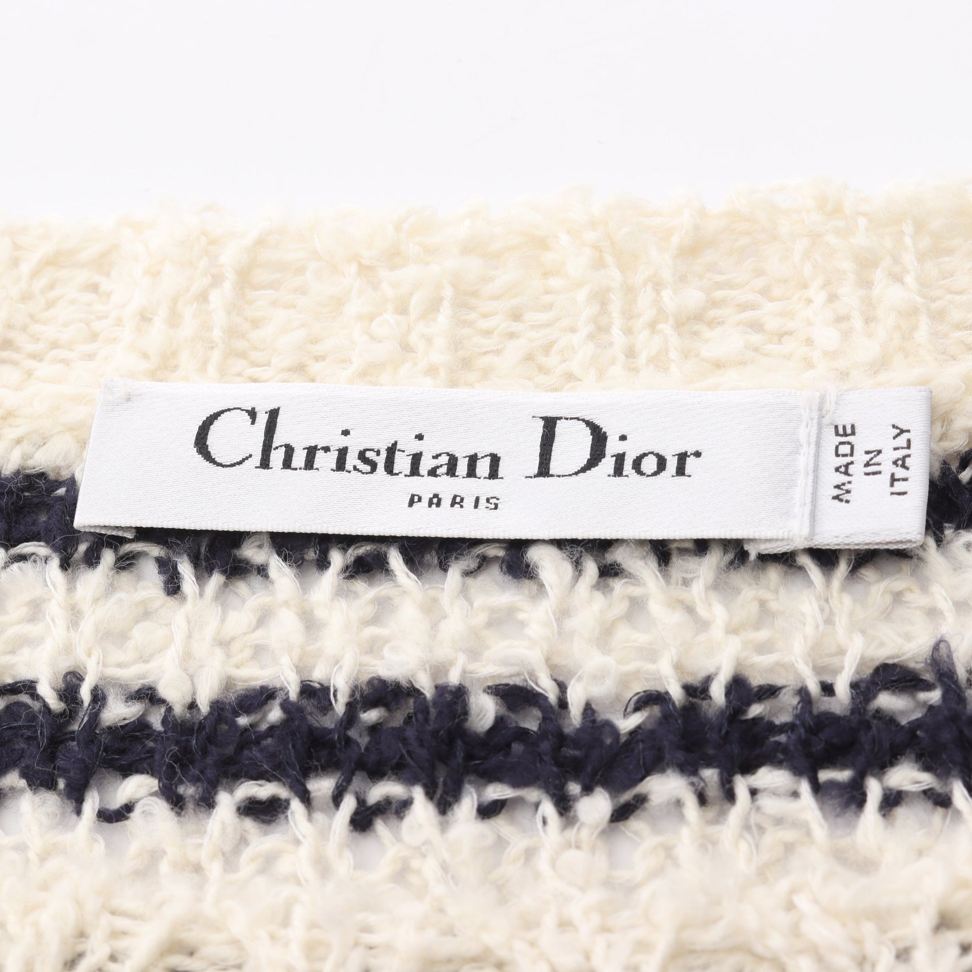 Dior Marinière ニット 半袖 ボーダー コットン シルク アイボリー ネイビー クリスチャンディオール トップス Christian Dior