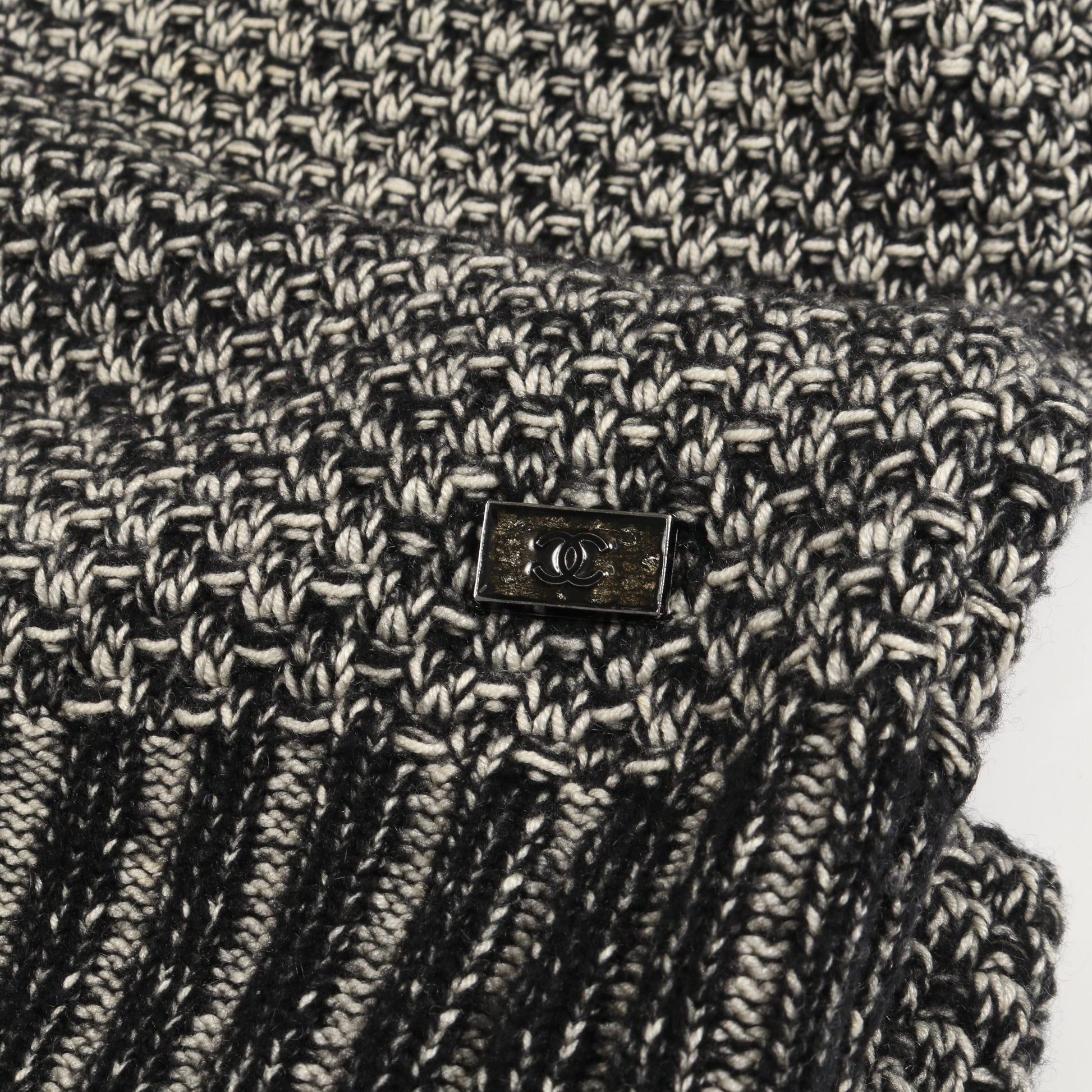 ニットワンピース シルク カシミヤ ウール レーヨン ブラック オフホワイト シャネル ワンピース CHANEL