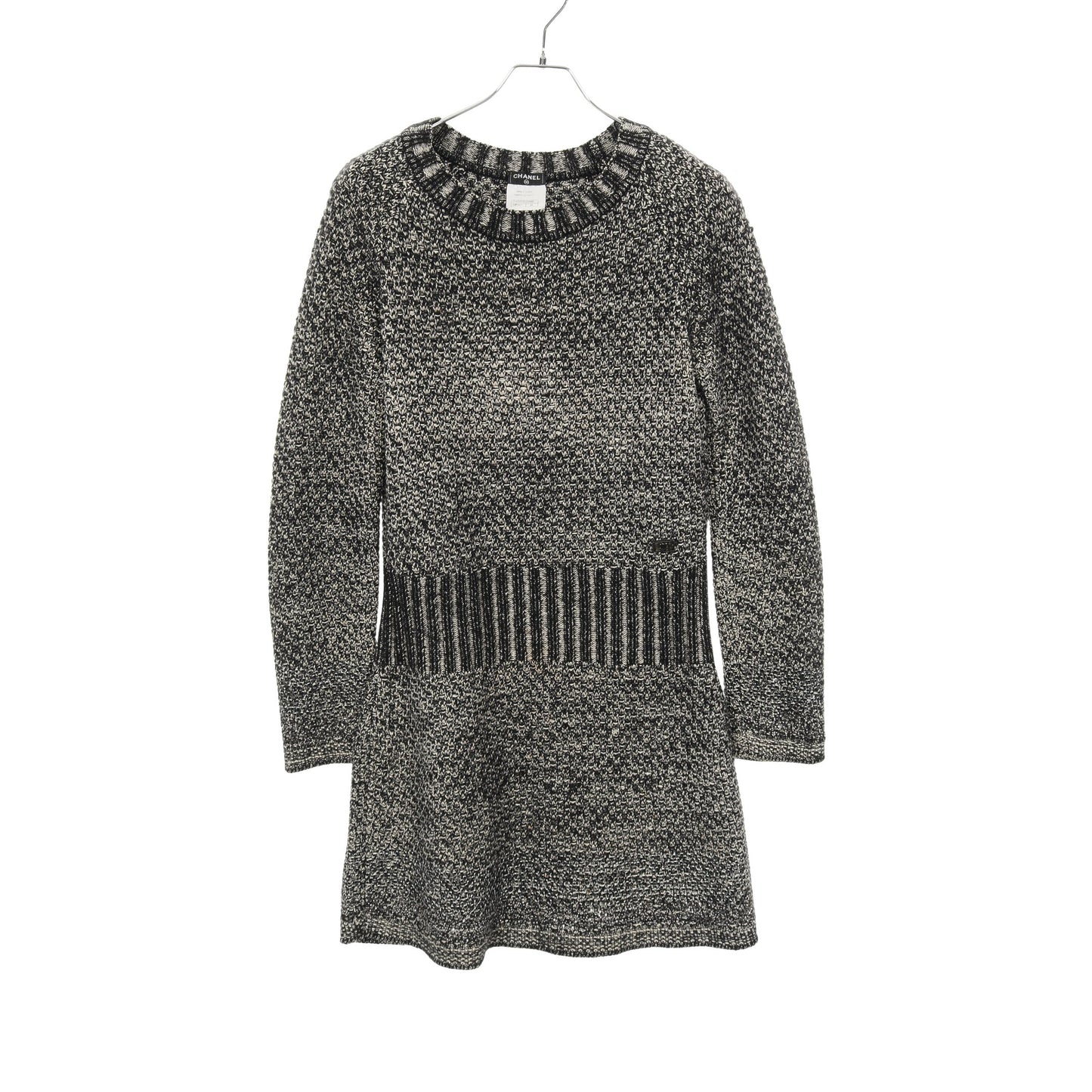 ニットワンピース シルク カシミヤ ウール レーヨン ブラック オフホワイト シャネル ワンピース CHANEL