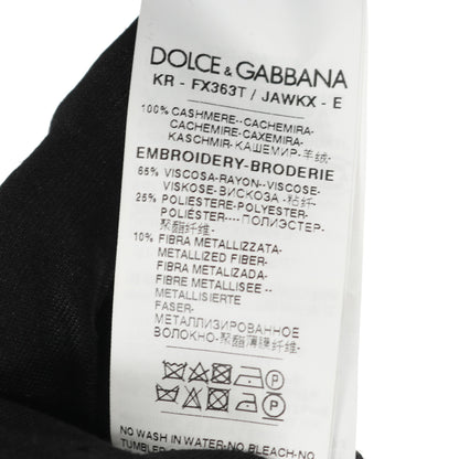 セーター ニット クルーネック 刺繍 カシミヤ ブラック ドルチェアンドガッバーナ トップス DOLCE&GABBANA