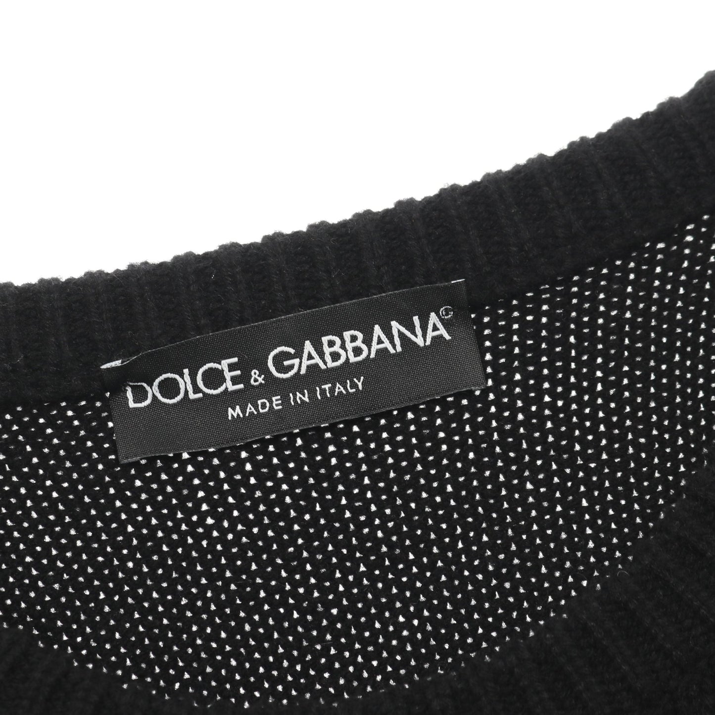 セーター ニット クルーネック 刺繍 カシミヤ ブラック ドルチェアンドガッバーナ トップス DOLCE&GABBANA
