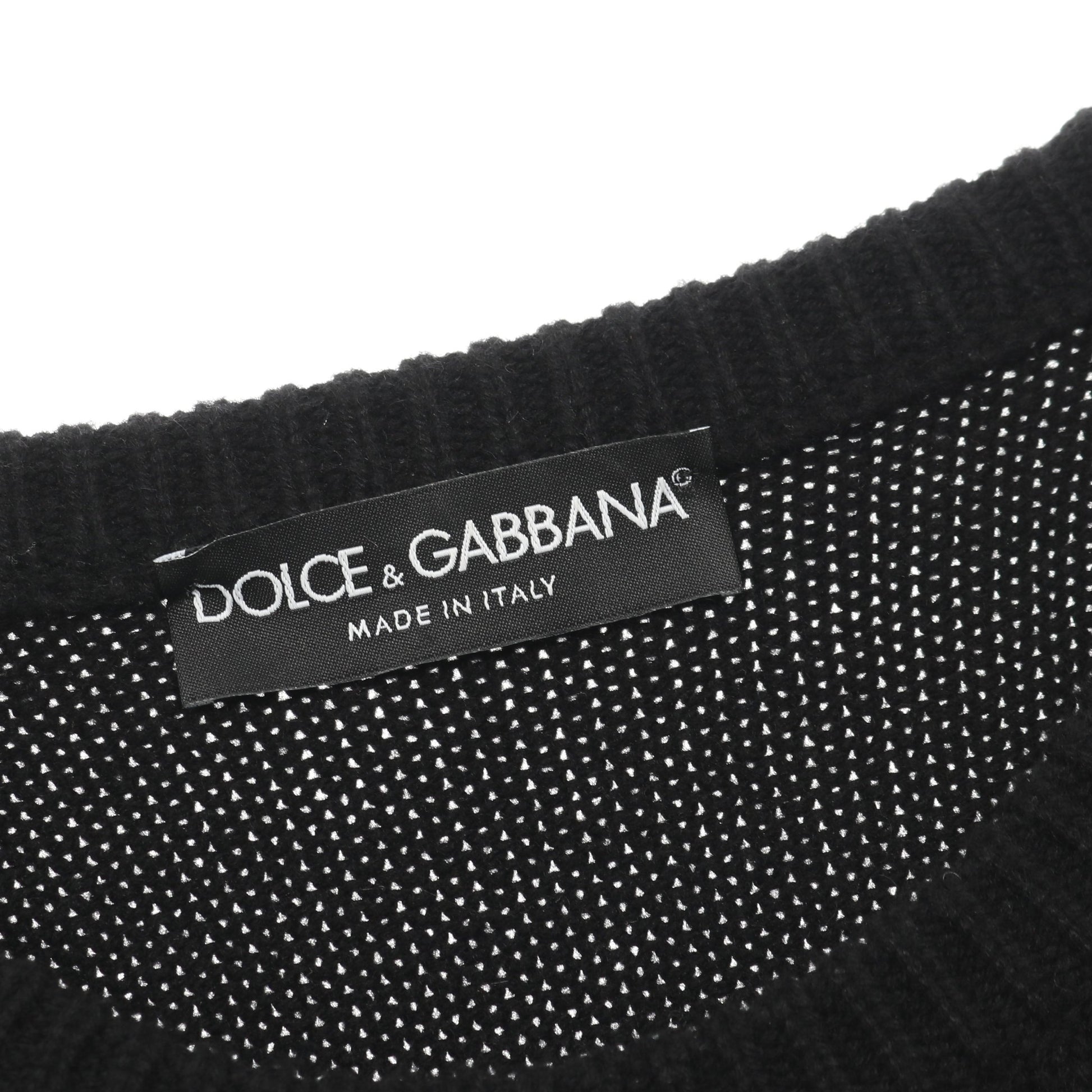 セーター ニット クルーネック 刺繍 カシミヤ ブラック ドルチェアンドガッバーナ トップス DOLCE&GABBANA