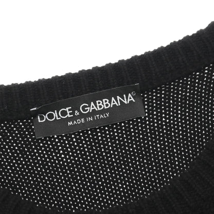 セーター ニット クルーネック 刺繍 カシミヤ ブラック ドルチェアンドガッバーナ トップス DOLCE&GABBANA