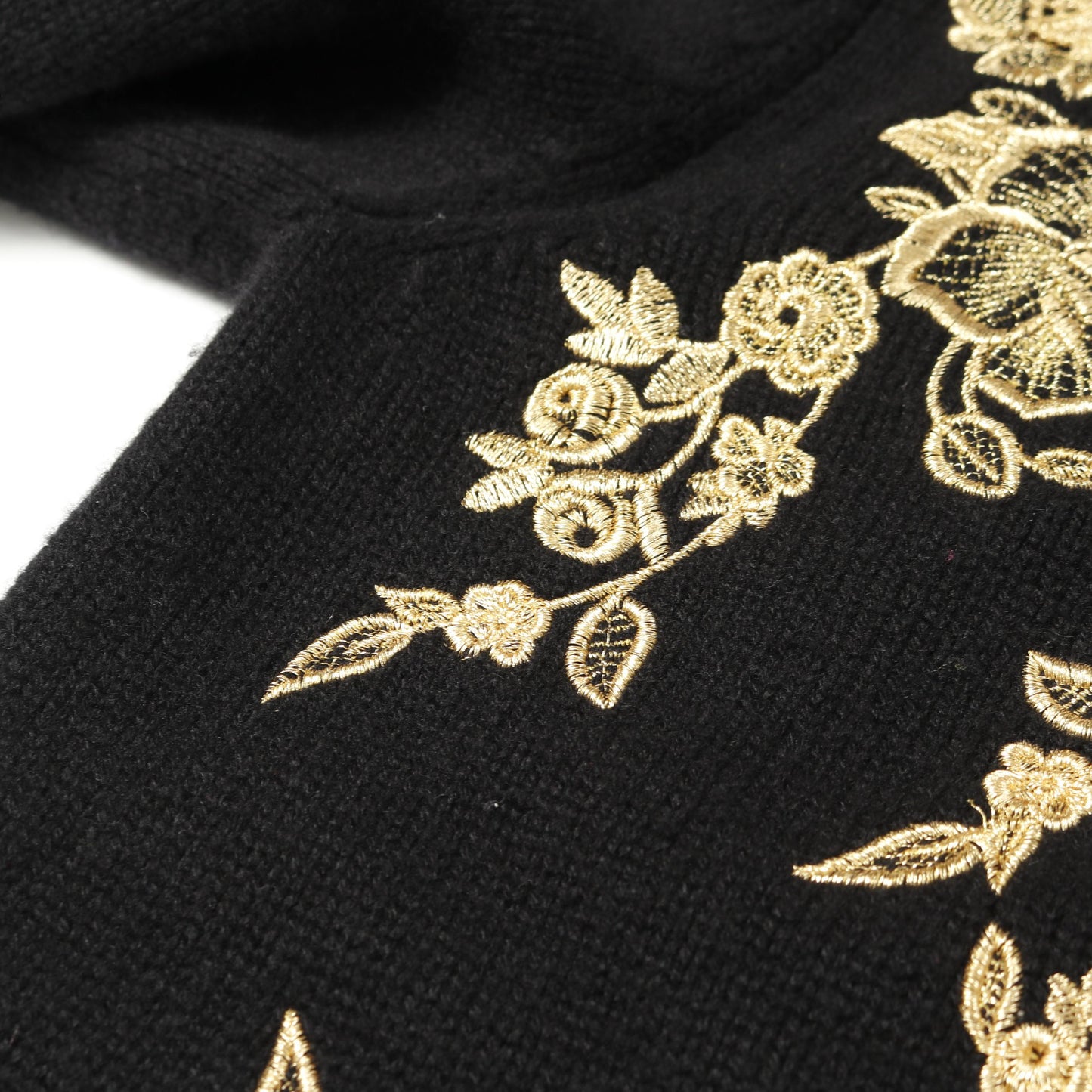 セーター ニット クルーネック 刺繍 カシミヤ ブラック ドルチェアンドガッバーナ トップス DOLCE&GABBANA