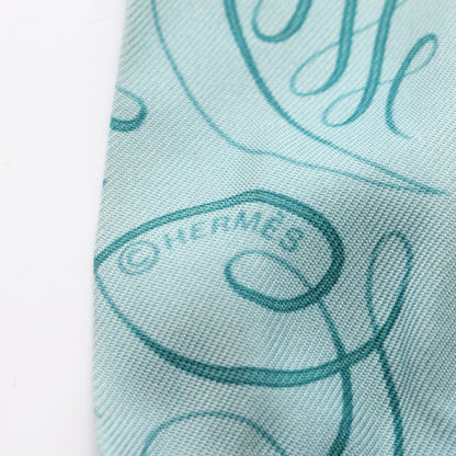 ツイリー Exercice pour foumer la main スカーフ シルク ターコイズブルー グリーン エルメス 財布・小物 HERMES