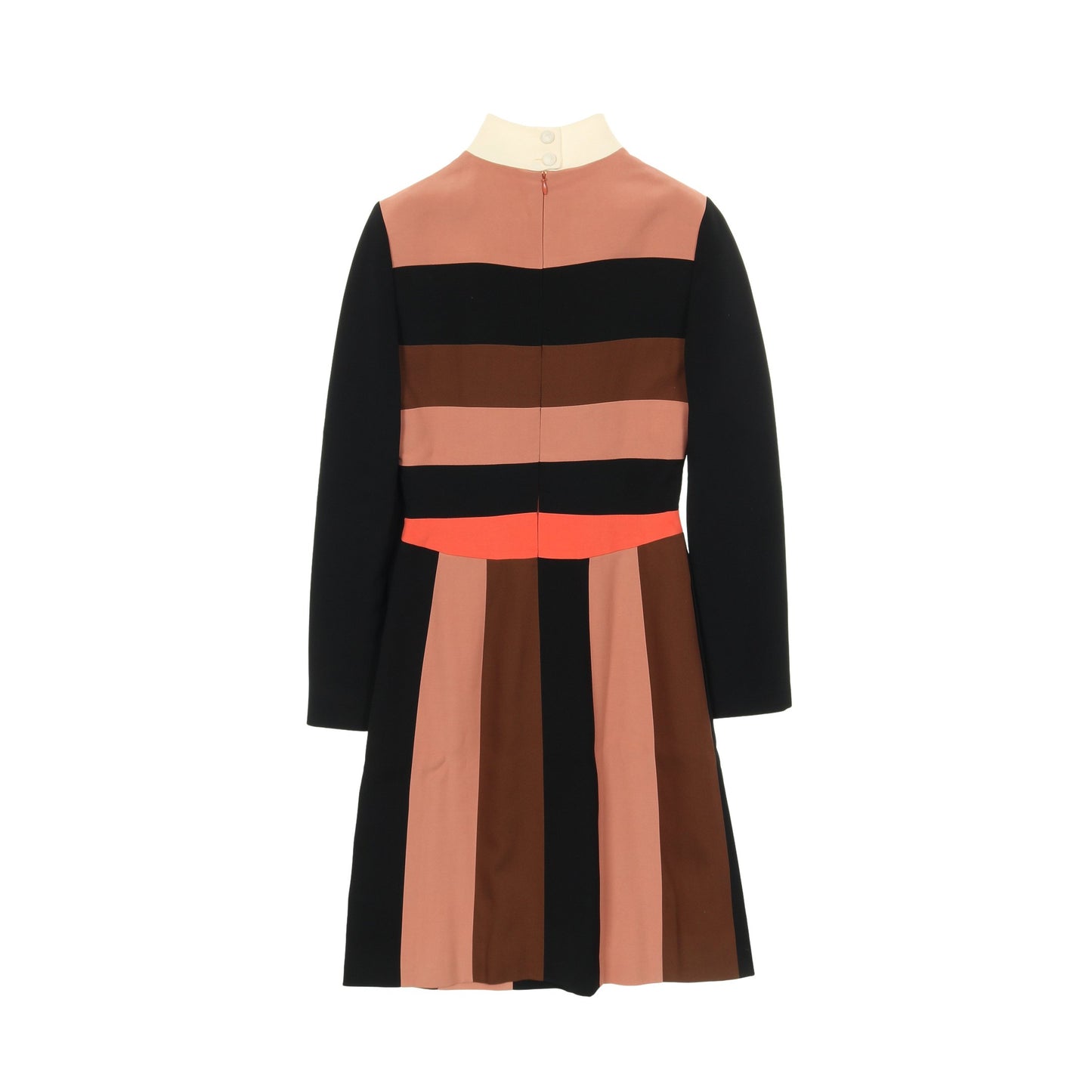 ワンピース ストライプ レーヨン シルク コーラルピンク ブラック ブラウン フェンディ ワンピース FENDI