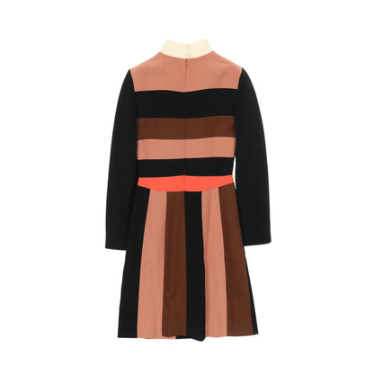 ワンピース ストライプ レーヨン シルク コーラルピンク ブラック ブラウン フェンディ ワンピース FENDI