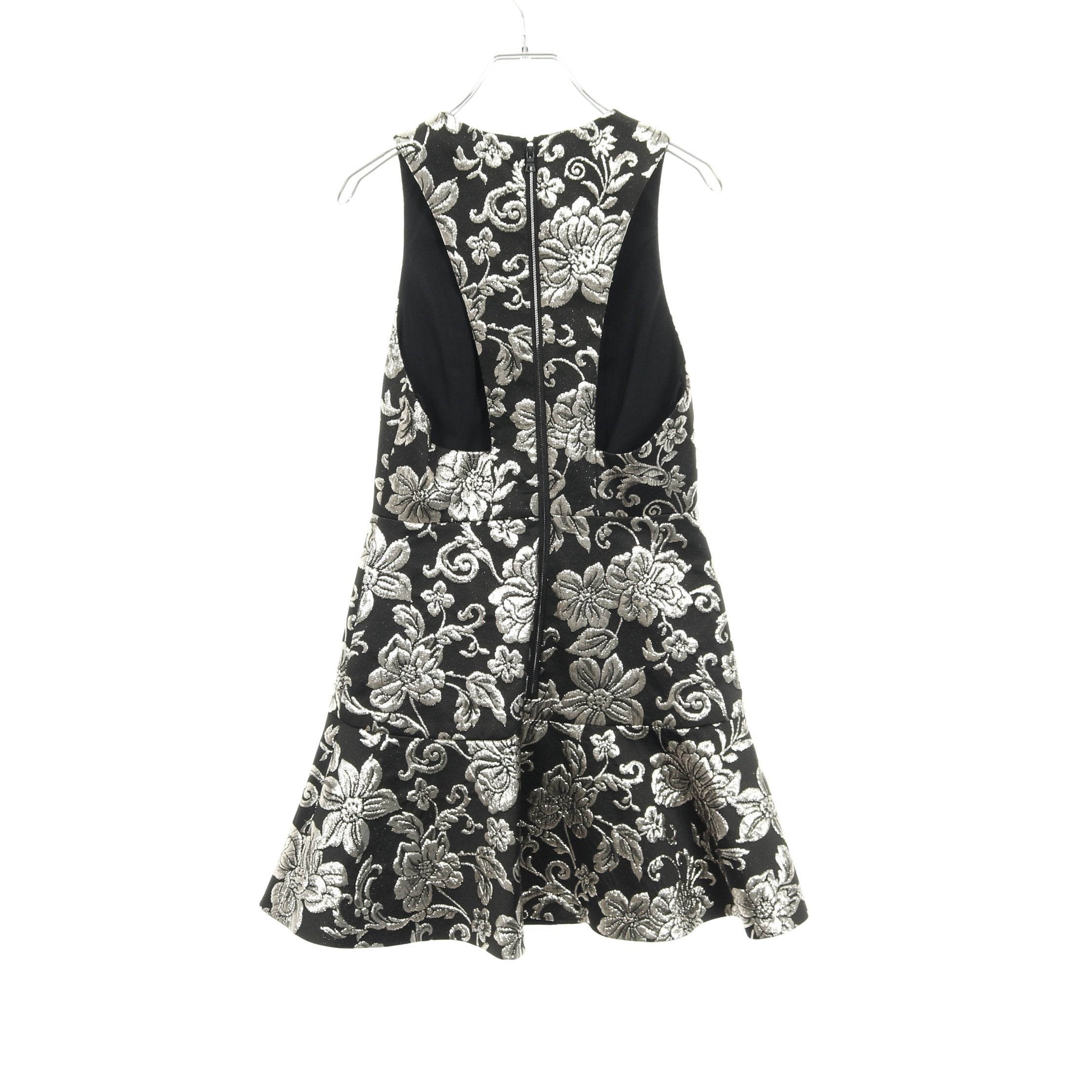 アリスアンドオリビア　alice+olivia フラワープリントワンピース ワンピース ノースリーブ 花柄刺繍 ブラック シャンパンゴールド