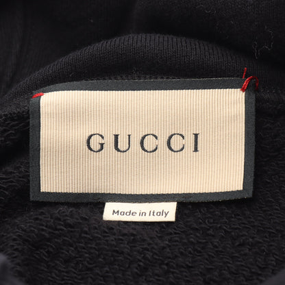 クロップド プルオーバーパーカー ロゴ刺繍 コットン ブラック オフホワイト グッチ トップス GUCCI