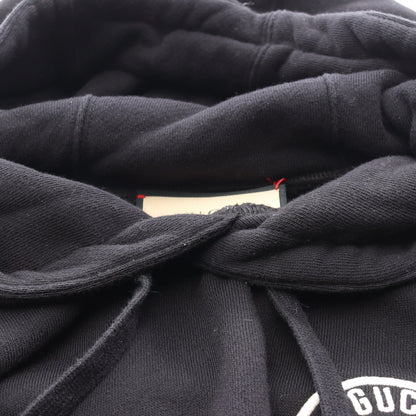 クロップド プルオーバーパーカー ロゴ刺繍 コットン ブラック オフホワイト グッチ トップス GUCCI