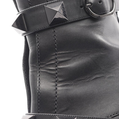 ロックスタッズ ショート ブーツ レザー ブラック ヴァレンティノ シューズ VALENTINO