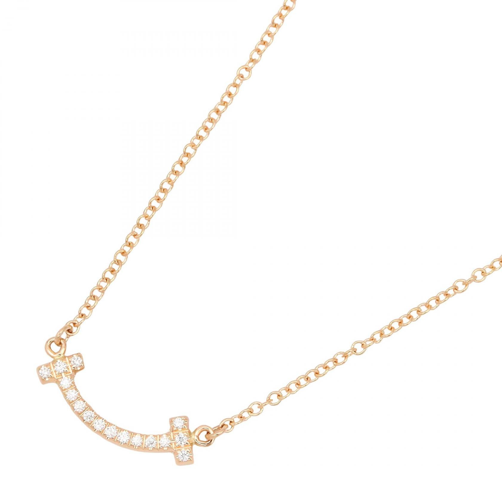 Tスマイル ミニ ダイヤネックレス ネックレス K18PG ダイヤモンド