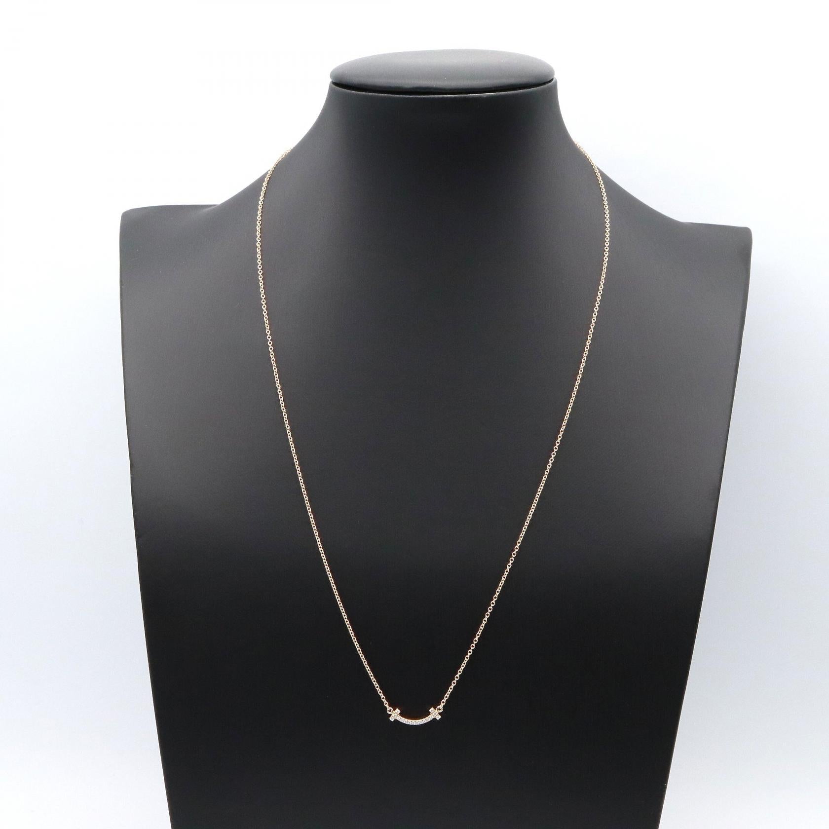 Tスマイル ミニ ダイヤネックレス ネックレス K18PG ダイヤモンド