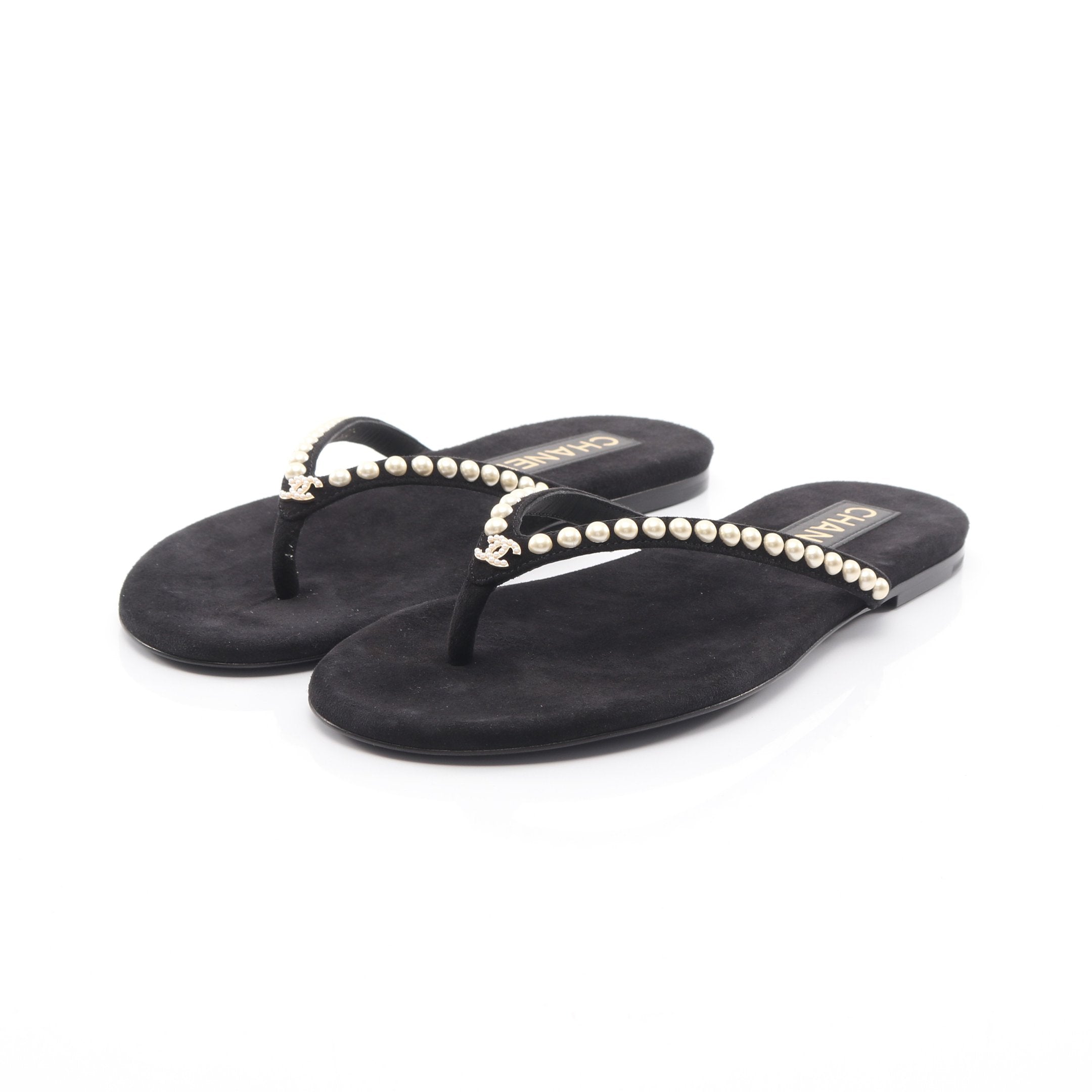 ココマーク パール トングサンダル スエード ブラック 2025クルーズ