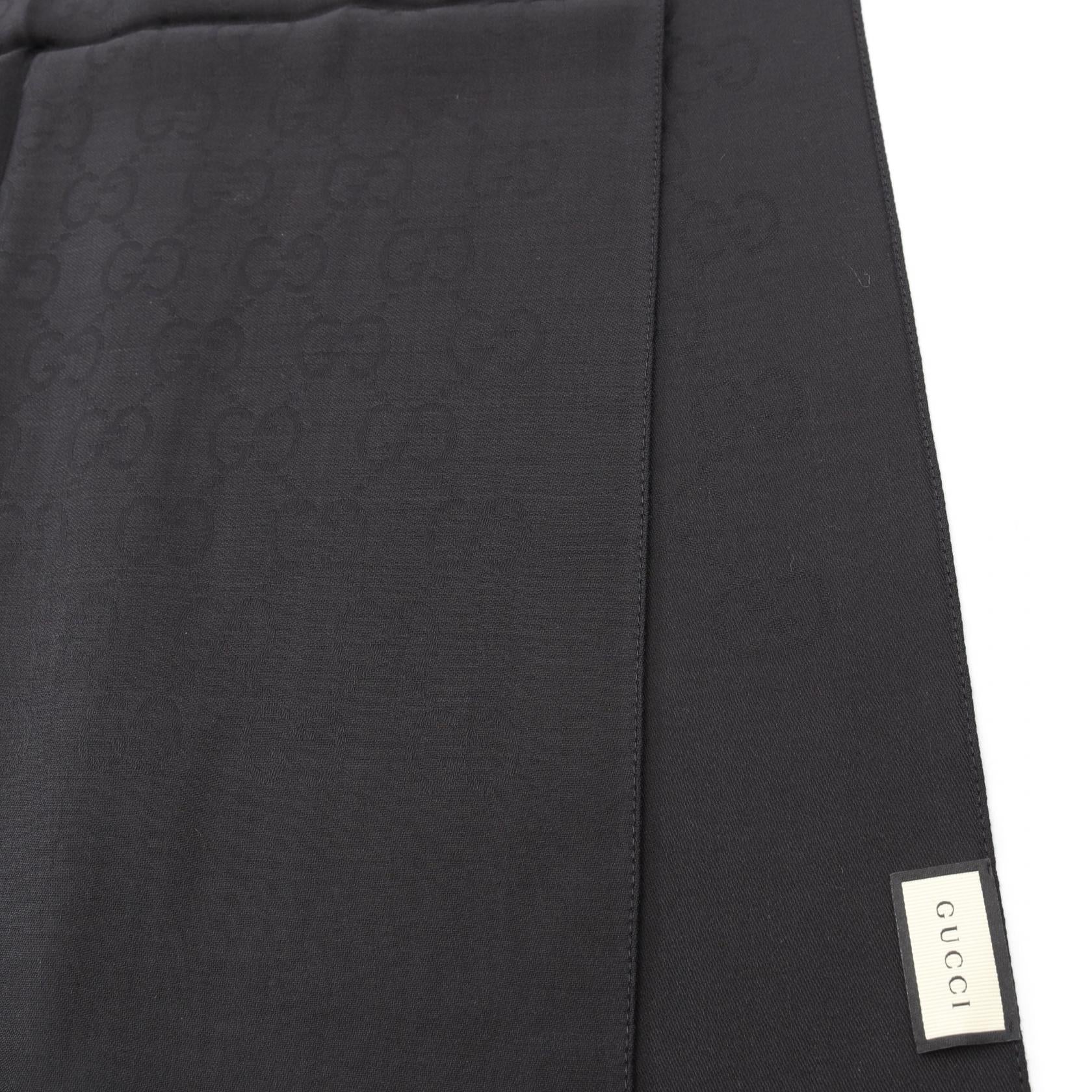 GG柄 ストール ウール シルク ブラック グッチ – RECLO