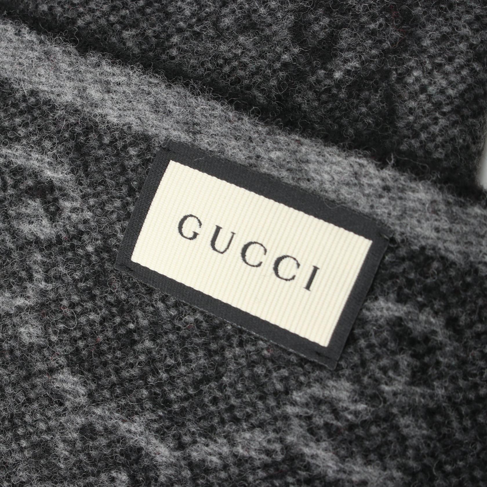 t*o様 美品✨ GUCCI グッチ GGパターン マフラー ウール グレー ブ GG GUCCI グッチ GG柄 ウールマフラー ストール グレー＜USED