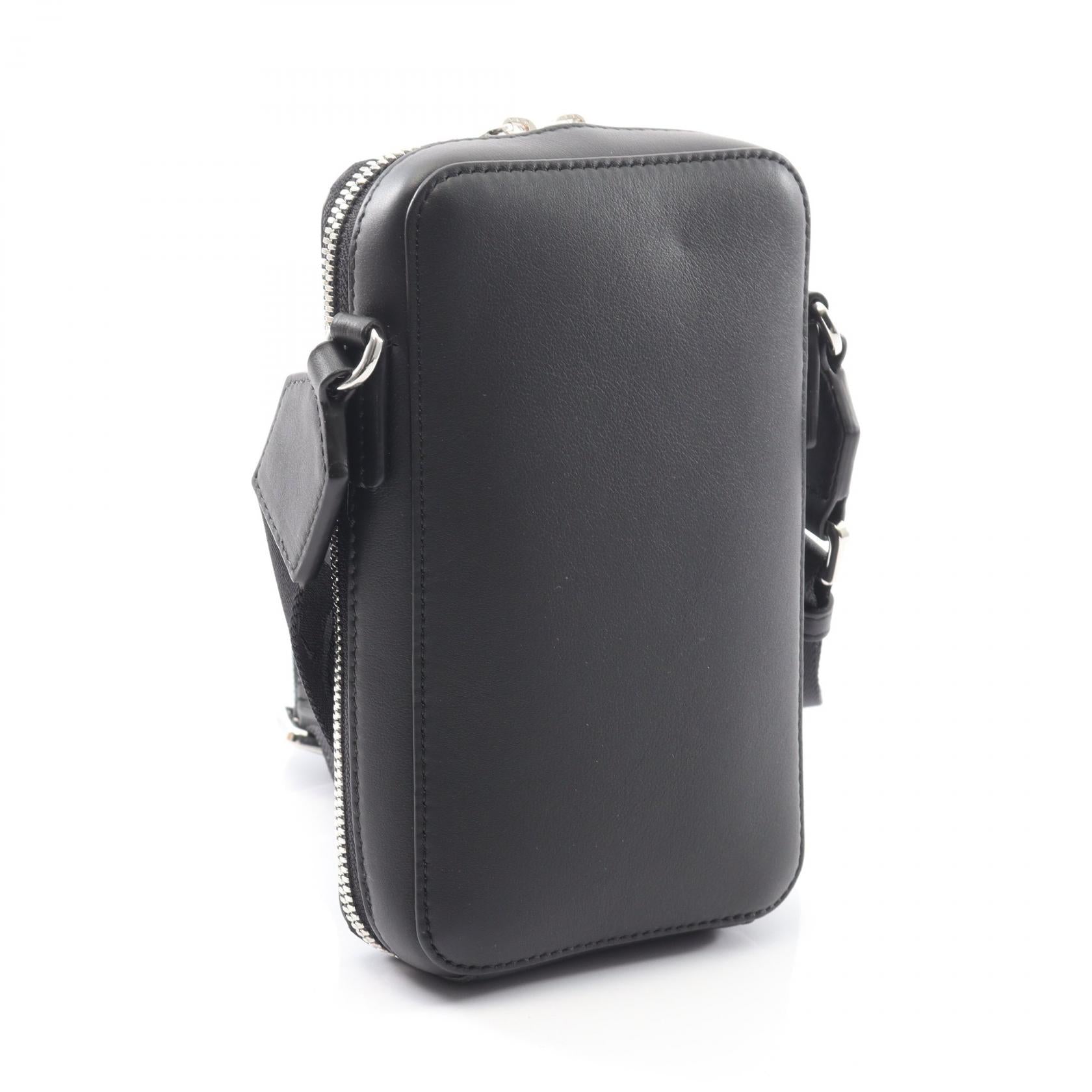 バーティカル クロスボディポケット ショルダーバッグ レザー ブラック