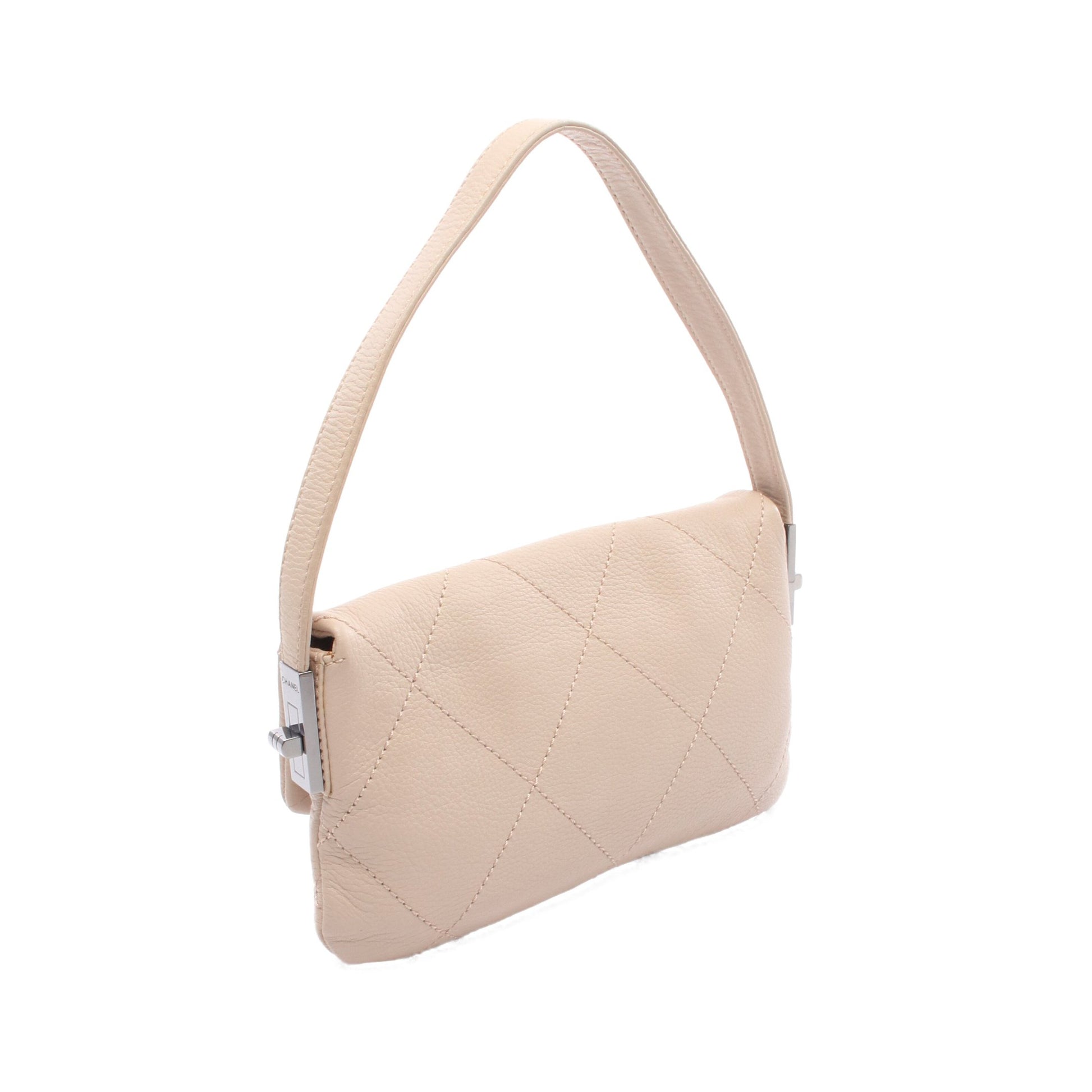 ワイルドステッチ ハンドバッグ レザー ピンクベージュ シルバー金具 シャネル バッグ CHANEL