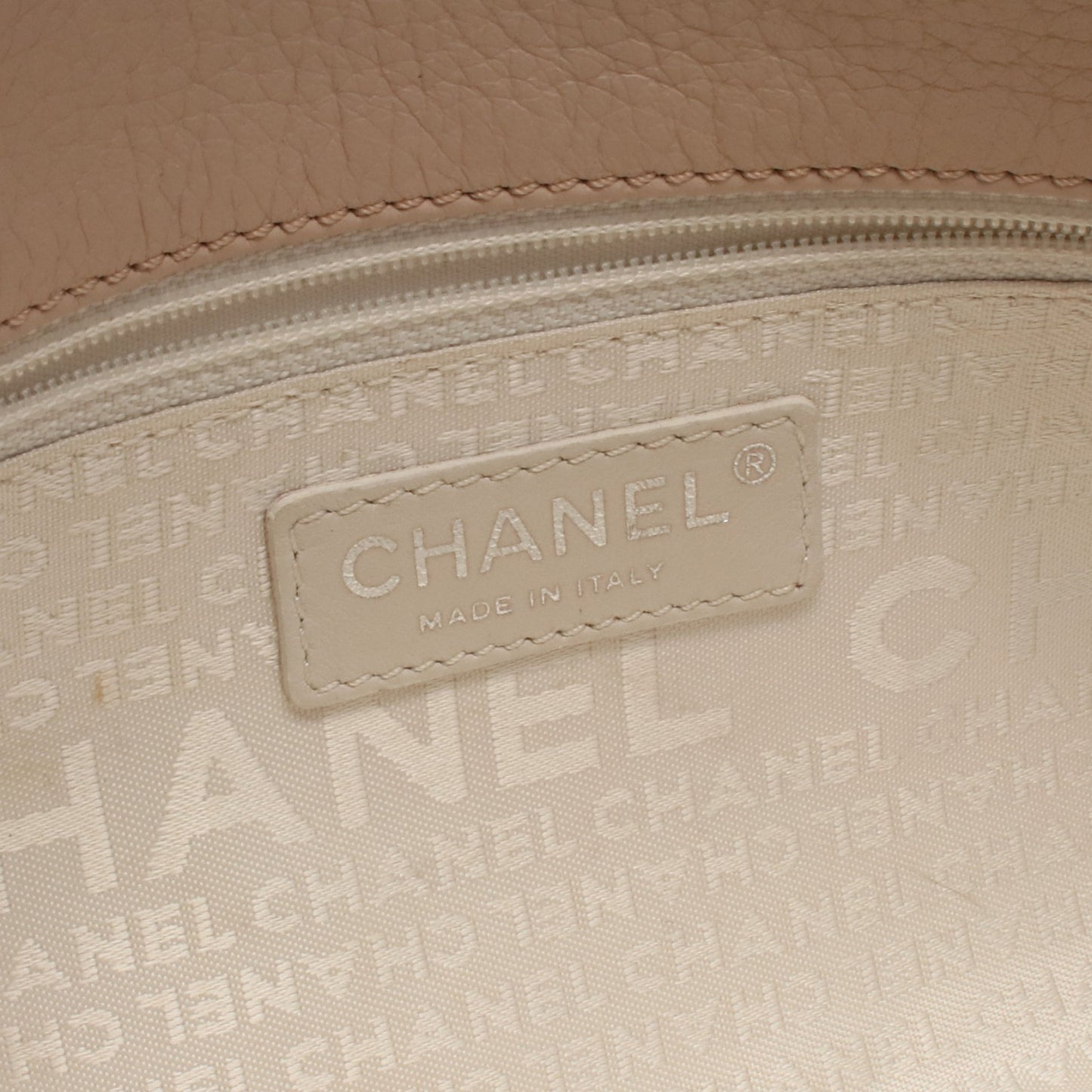 ワイルドステッチ ハンドバッグ レザー ピンクベージュ シルバー金具 シャネル バッグ CHANEL