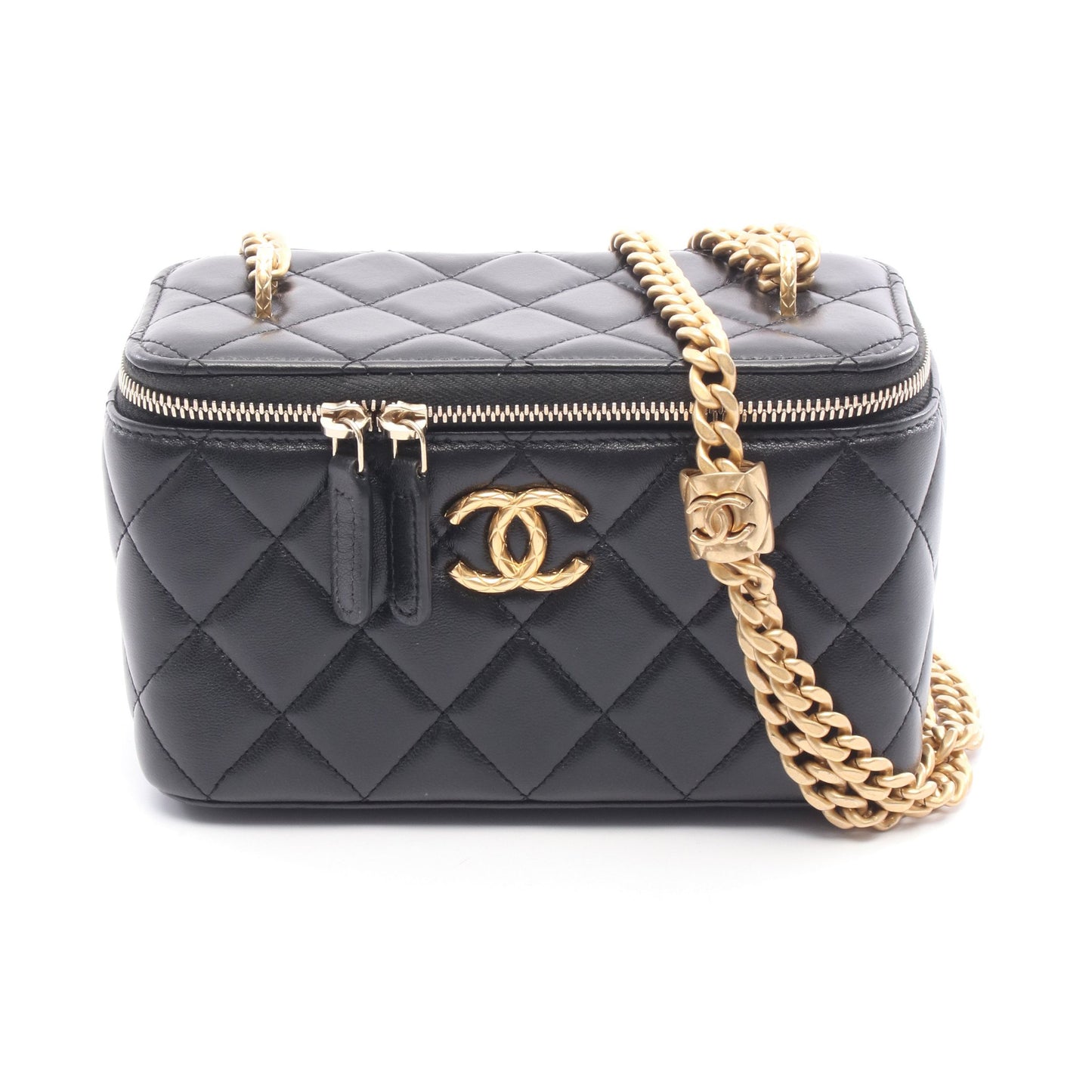 マトラッセ バニティ チェーンショルダーバッグ ラムスキン ブラック ゴールド金具 シャネル バッグ CHANEL