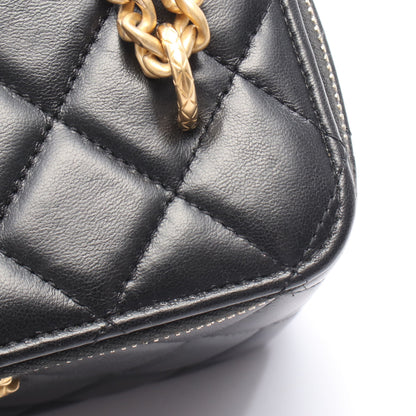 マトラッセ バニティ チェーンショルダーバッグ ラムスキン ブラック ゴールド金具 シャネル バッグ CHANEL